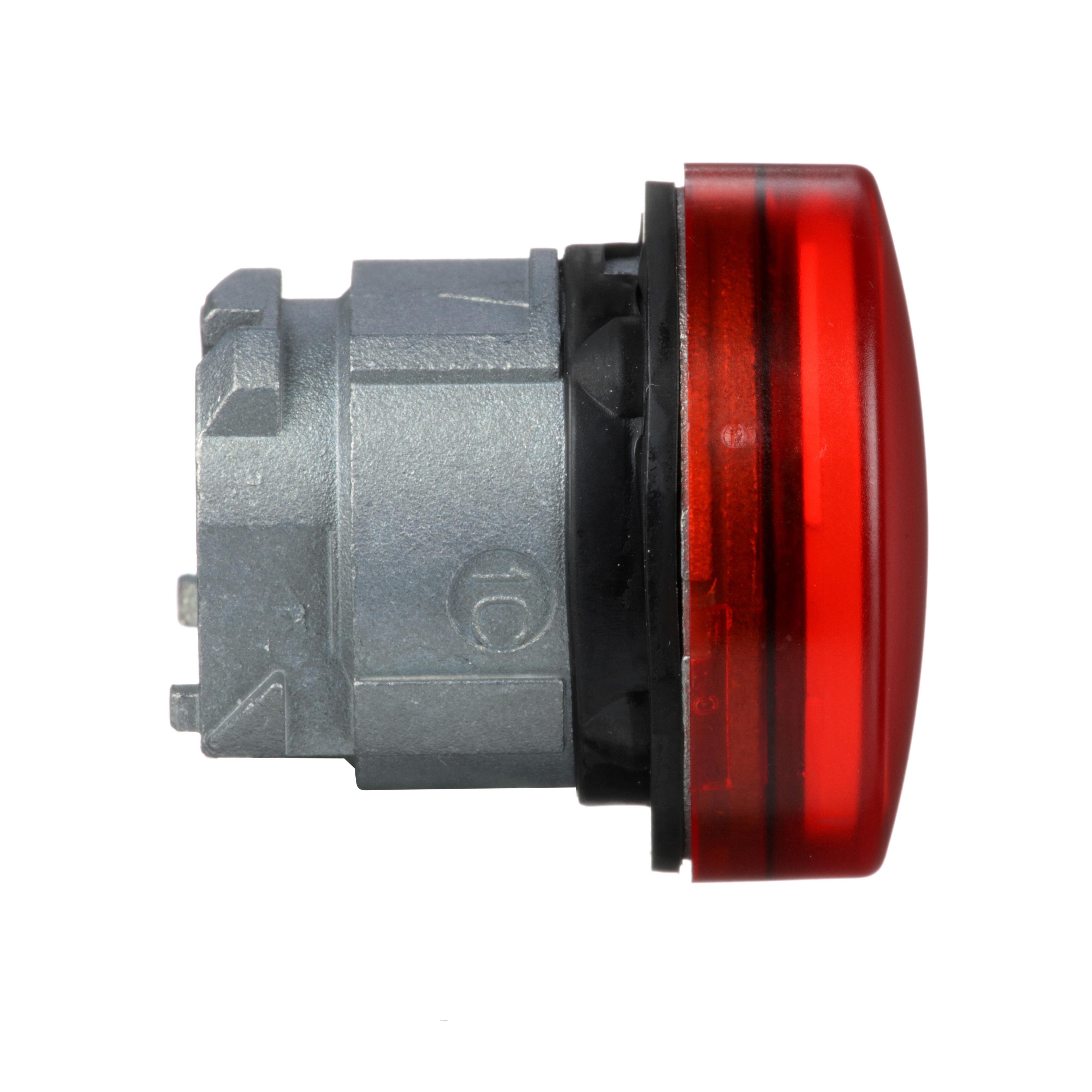 Picture of ZB4BV043 - Head for pilot light, Harmony XB4, metal, red, 22mm, universal LED, plain lens