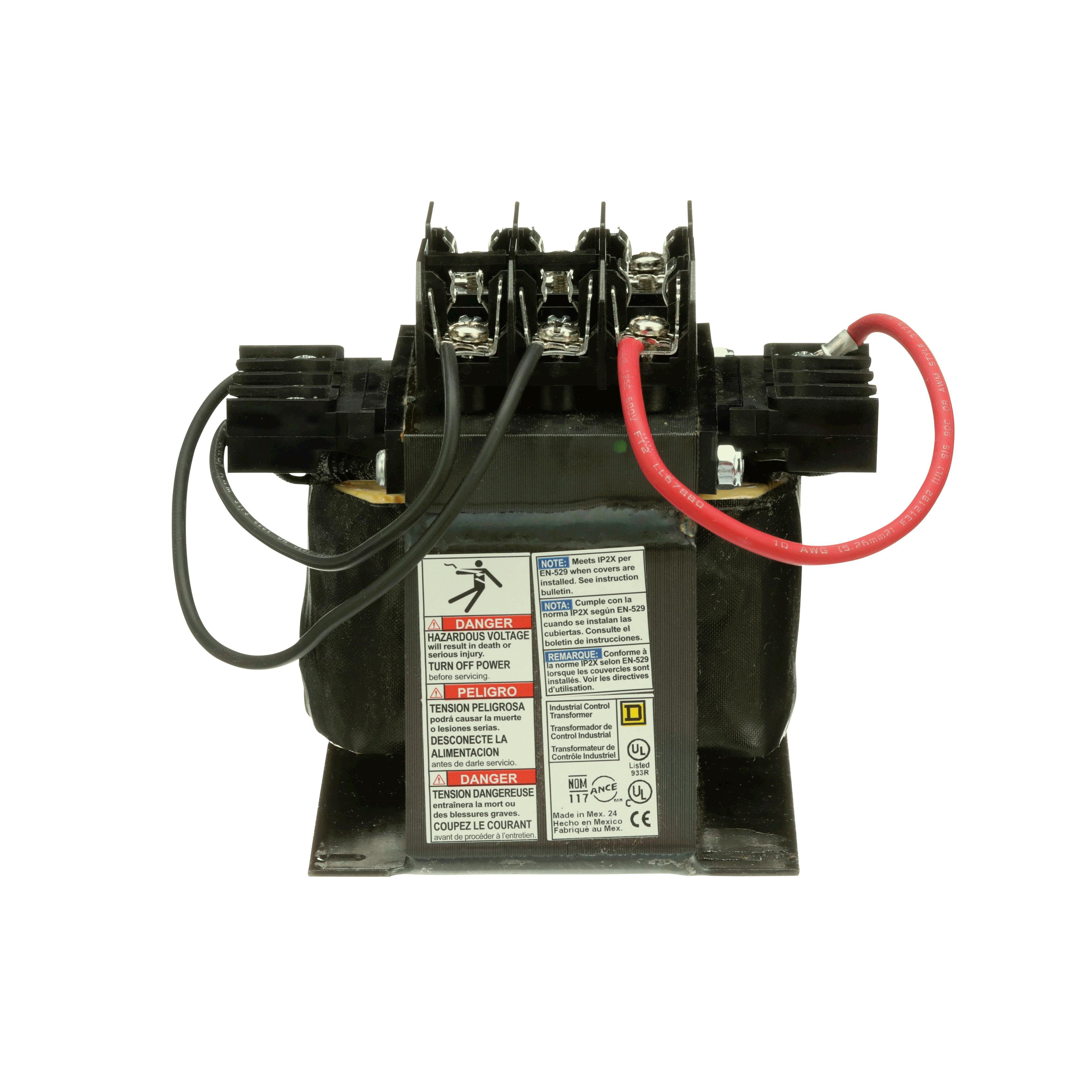 9070TF500D4 - Transformer, Type TF, industrial control, 500VA, 1 phase, 277V primary, 120V secondary, 115C rise