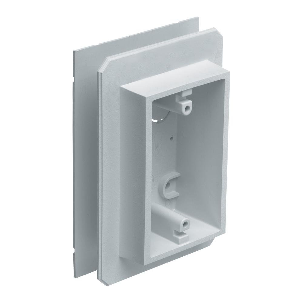 FS8091F - Weatherproof device outlet box for installing on all types of siding. Installs before or after siding is up vertically or horizontally. Paintable. 19.4 cu. in.