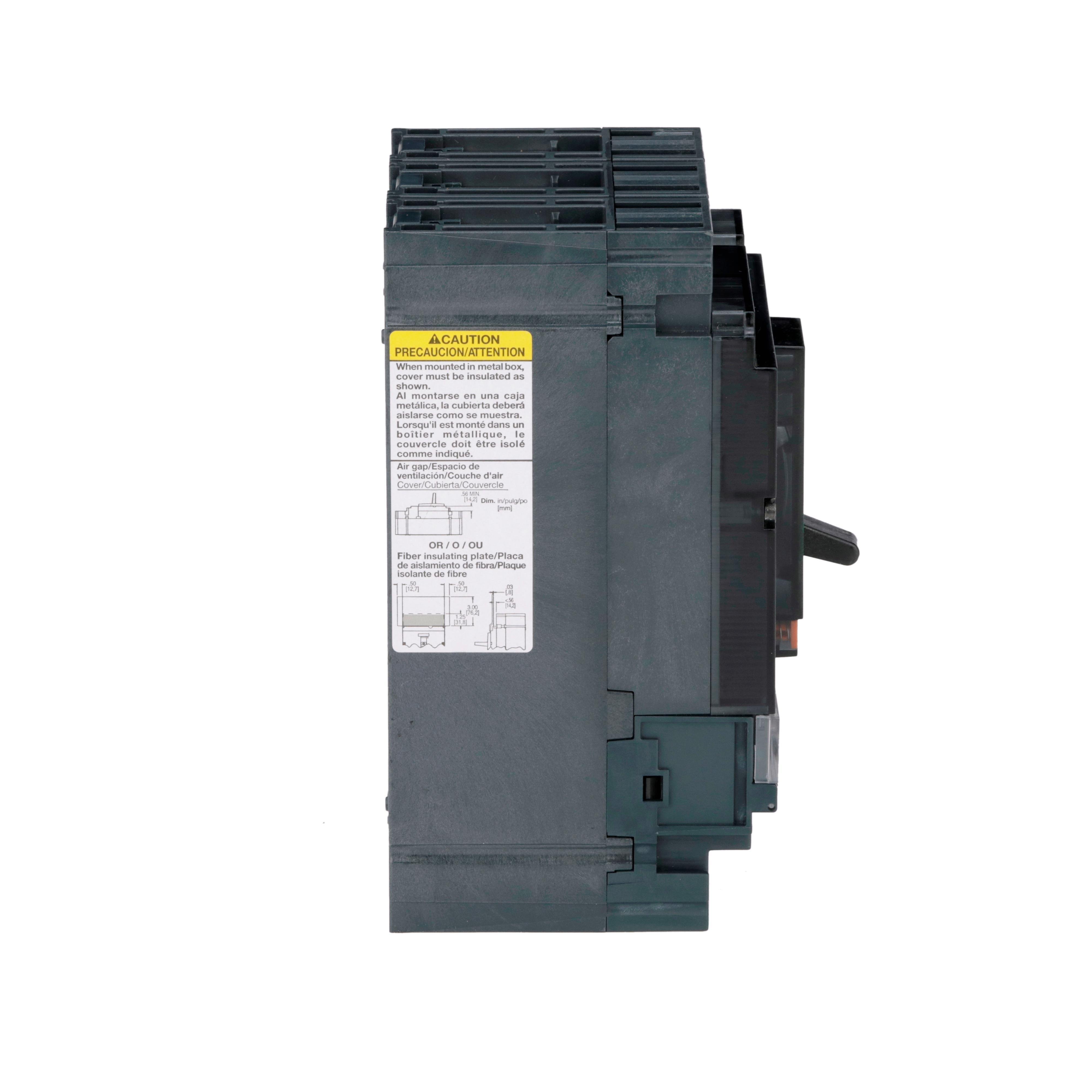 Picture of HDL36150U33X - Circuit breaker, PowerPacT H, 150A, 3 pole, 600VAC, 14kA, lugs, Micrologic 3.2S, 80%