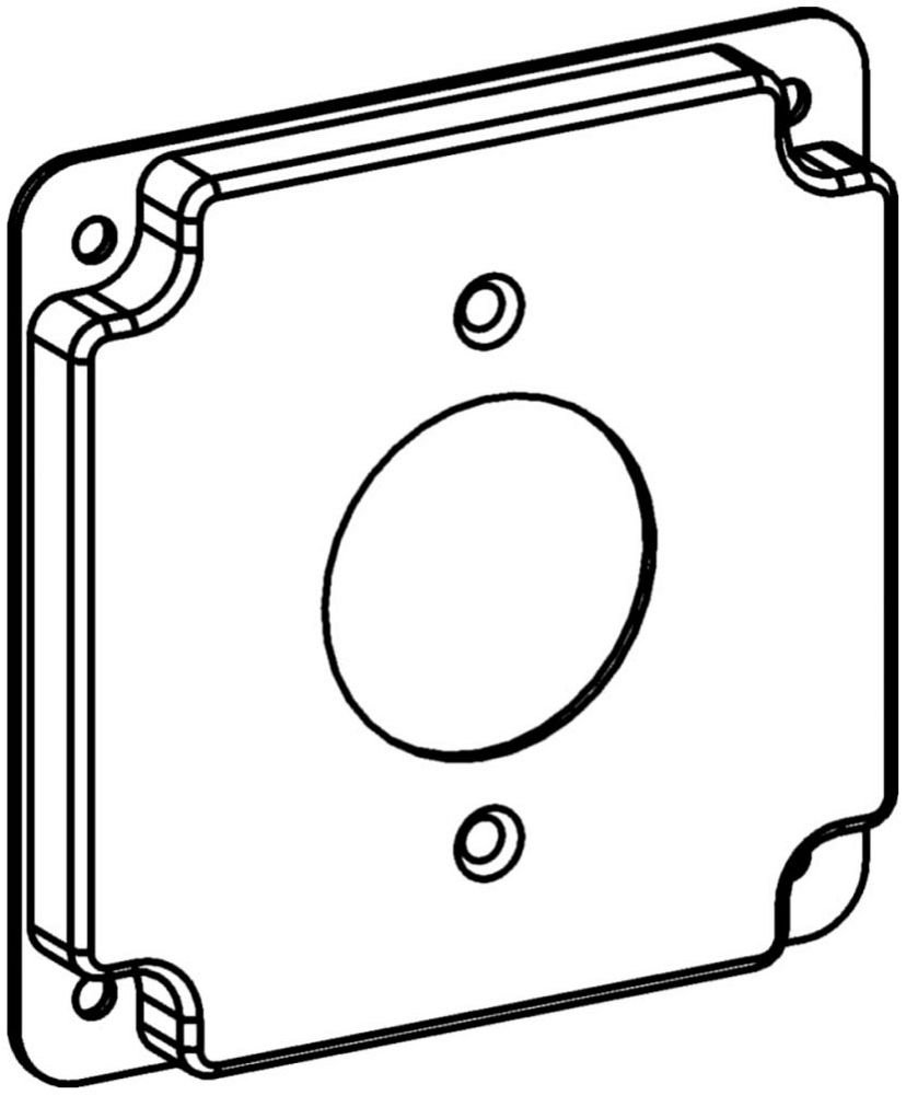 4405 - RAISED 1/2", 4" SQUARE (4S) 1.60" DIAMETER POWER OUTLET INDUSTRIAL COVER WITH CRUSHED CORNER