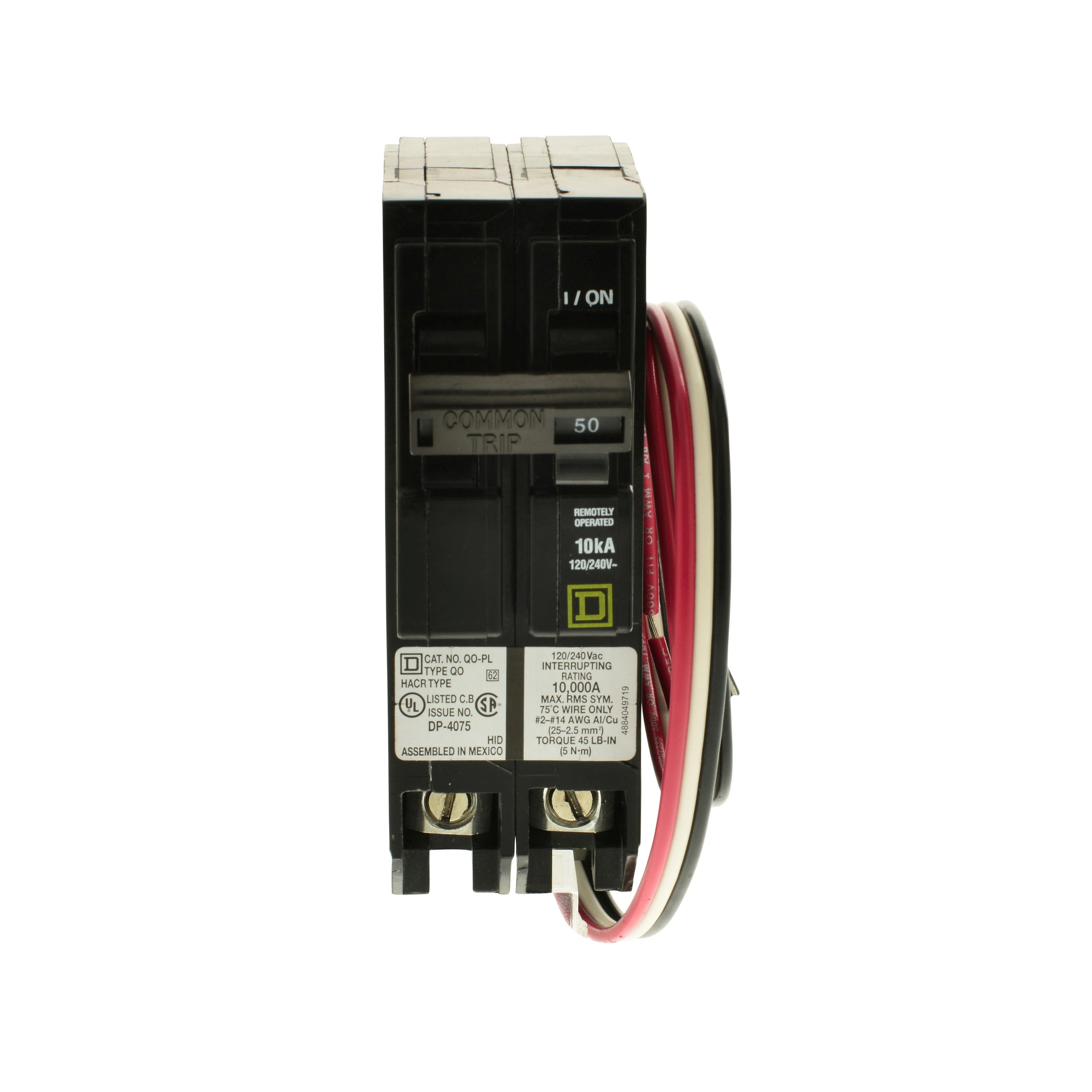 Picture of QO250PL - Mini circuit breaker, QO, 50A, 2 pole, 120/240VAC, 10kA, plug in, Powerlink