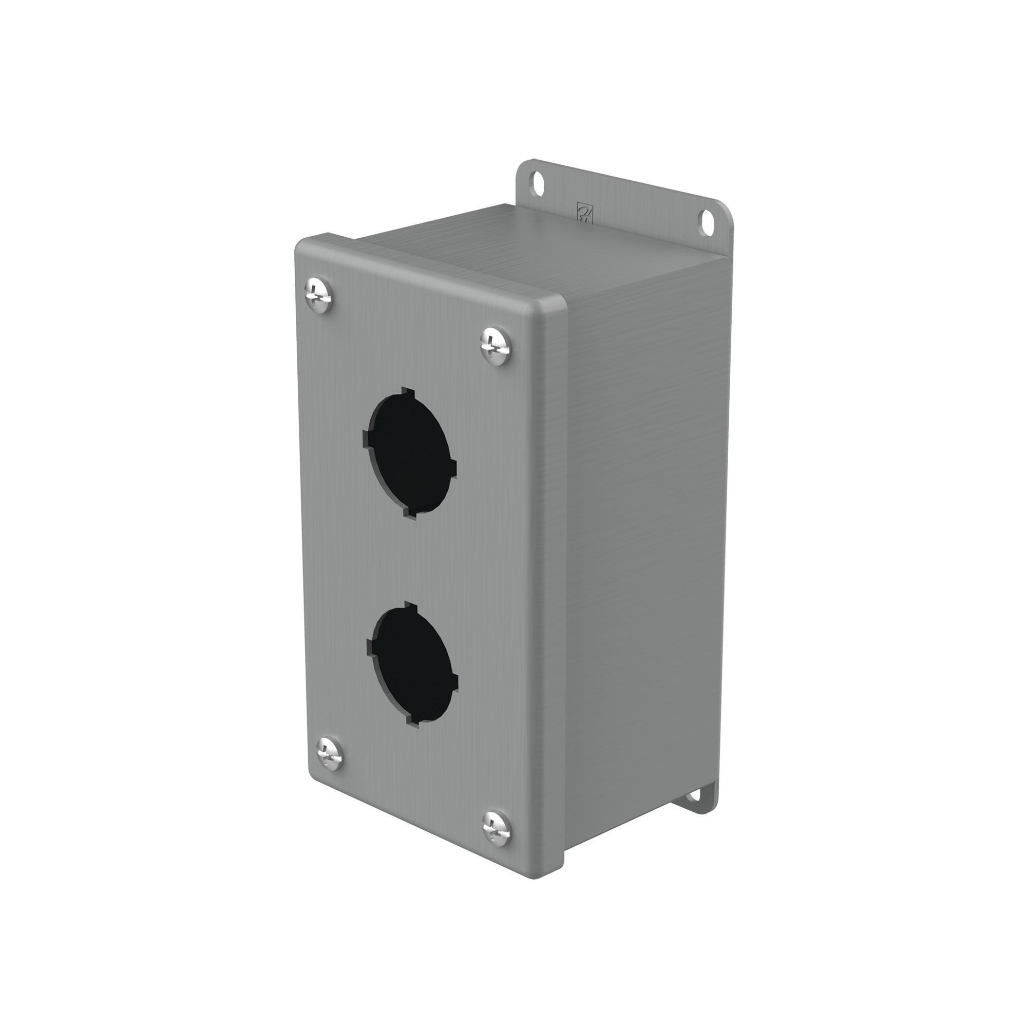 E2PB - Pushbutton Enclosures Type 12, 2PBx30.5mm, Gray, Steel