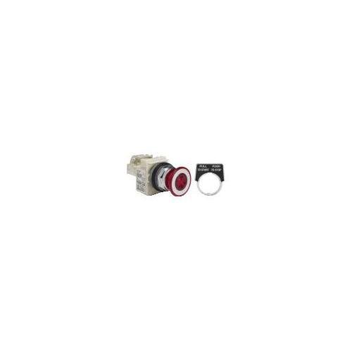 Picture of 9001KR9P35RH13 - Illuminated push button, Harmony 9001K, metal, mushroom 41mm, red, 30mm, 2 positions, push pull, 24...28V, 1 CO