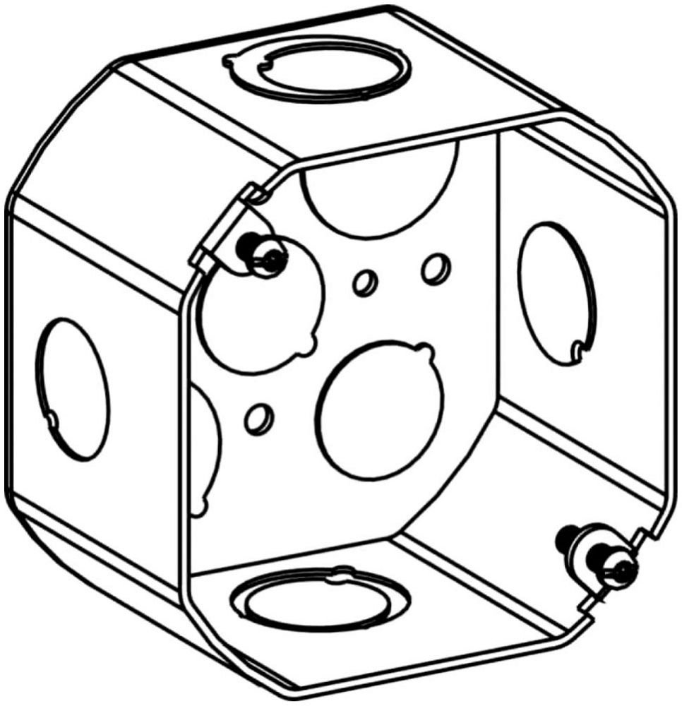 2-1/8" DEEP, 4" (4O) WELDED OCTAGON STEEL BOX WITH MKO