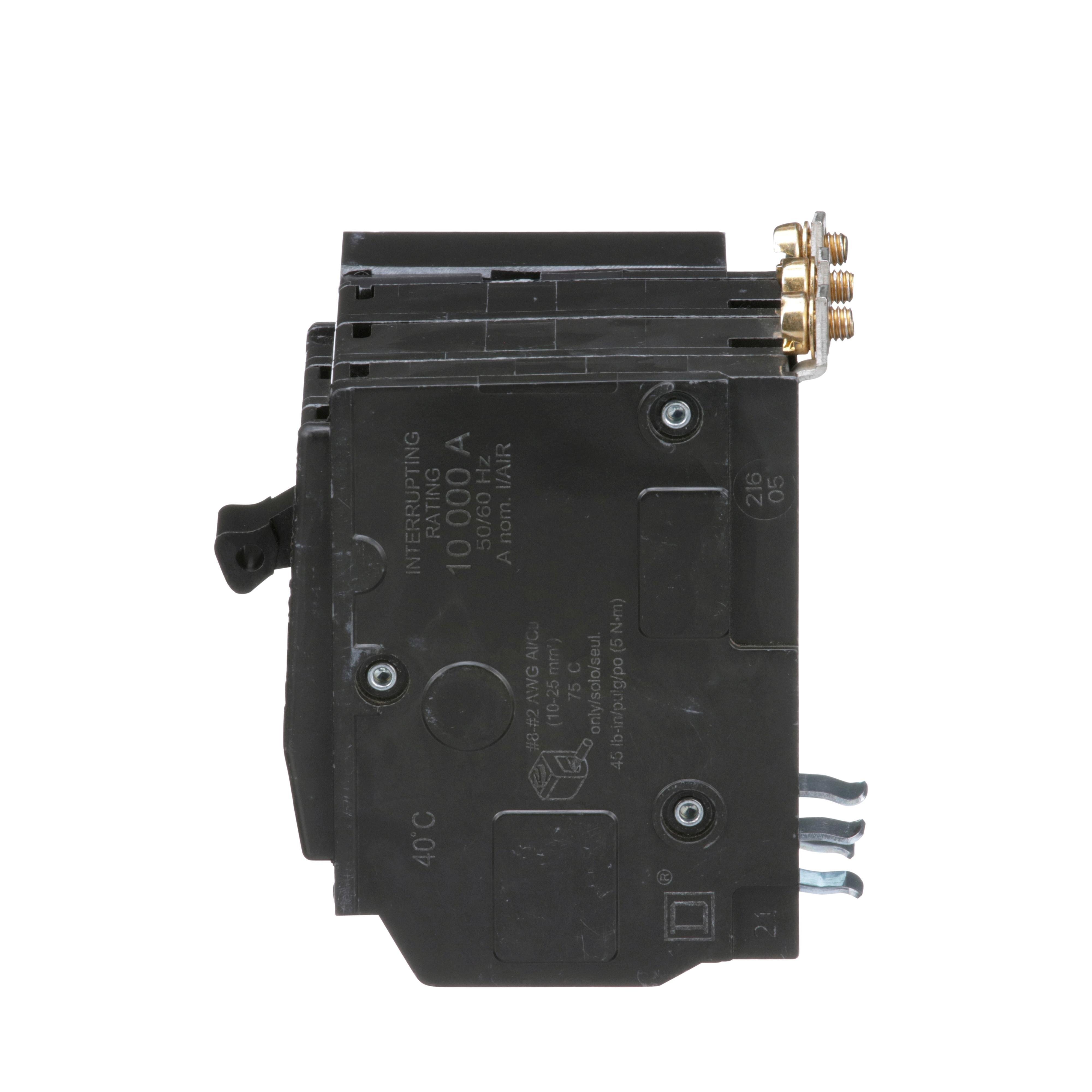 Picture of QOB3601021 - Mini circuit breaker, QO, 60A, 3 pole, 120/240VAC, 10kA, bolt on, AC shunt