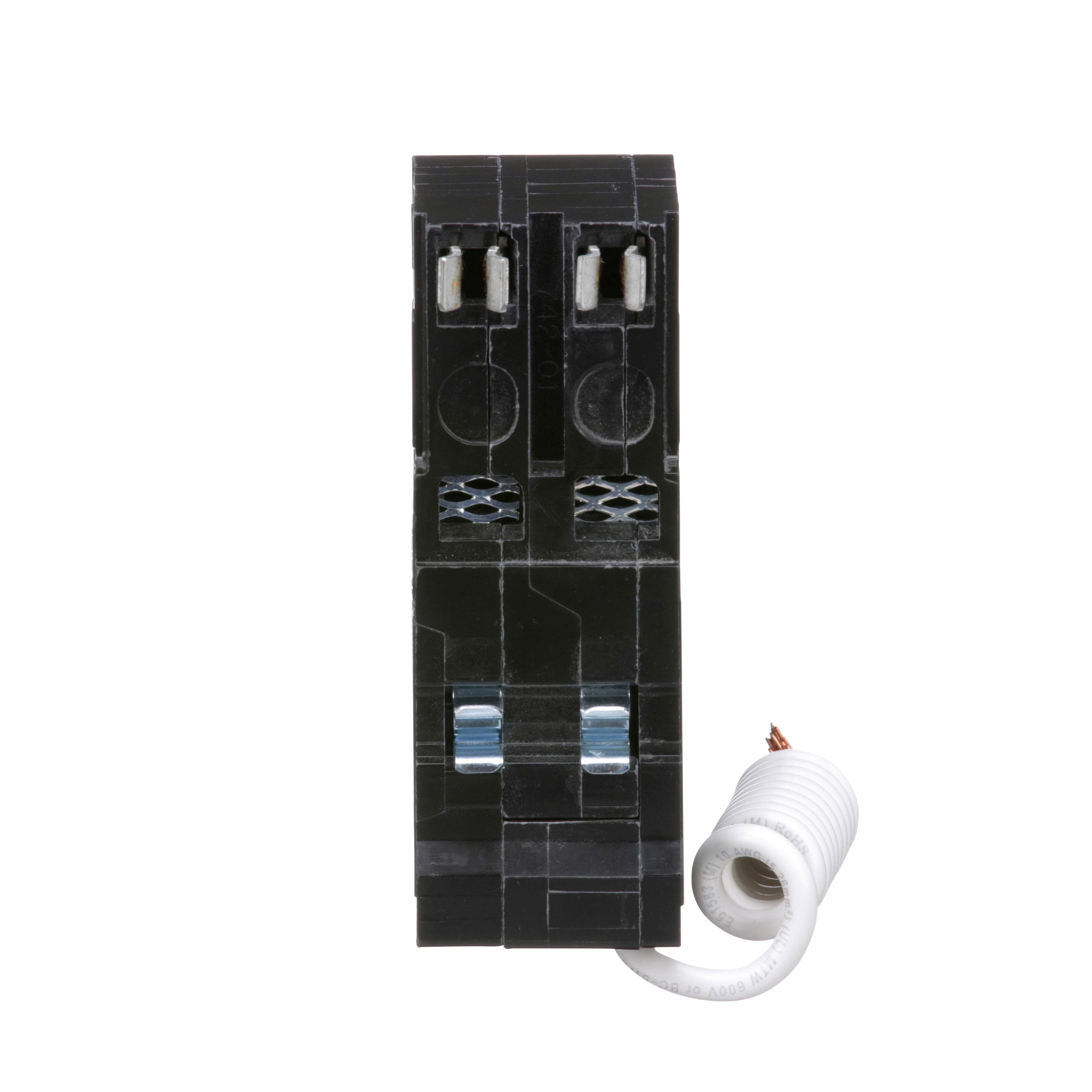 Picture of QO215GFI - [TAA] Mini circuit breaker, QO, 15A, 2 pole, 120/240VAC, 10kA, plug in, 6mA grd fault A, pigtail