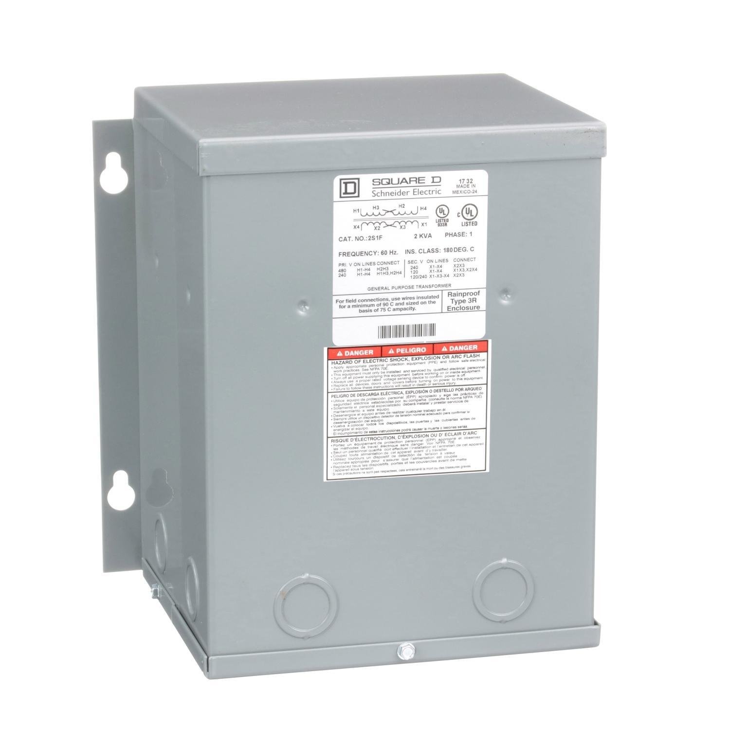 2S1F - [TAA] Transformer, dry type, encapsulated, 2kVA, 1 phase, 240x480V primary, 120/240V secondary, 9A, 115C rise