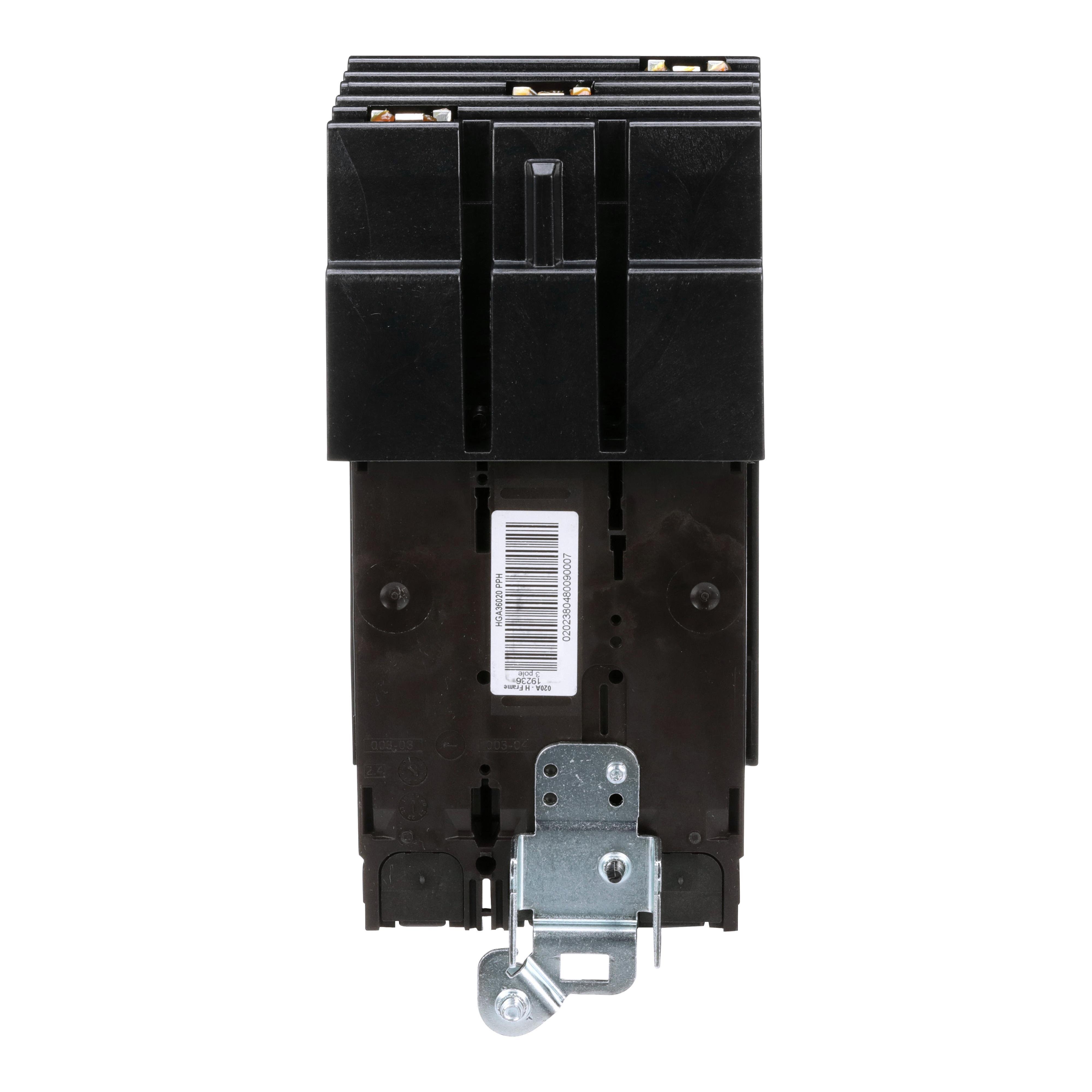Picture of HGA36020 - Circuit breaker, PowerPacT H, 20A, 3 pole, 600VAC, 18kA, I-Line, thermal magnetic, 80%, ABC