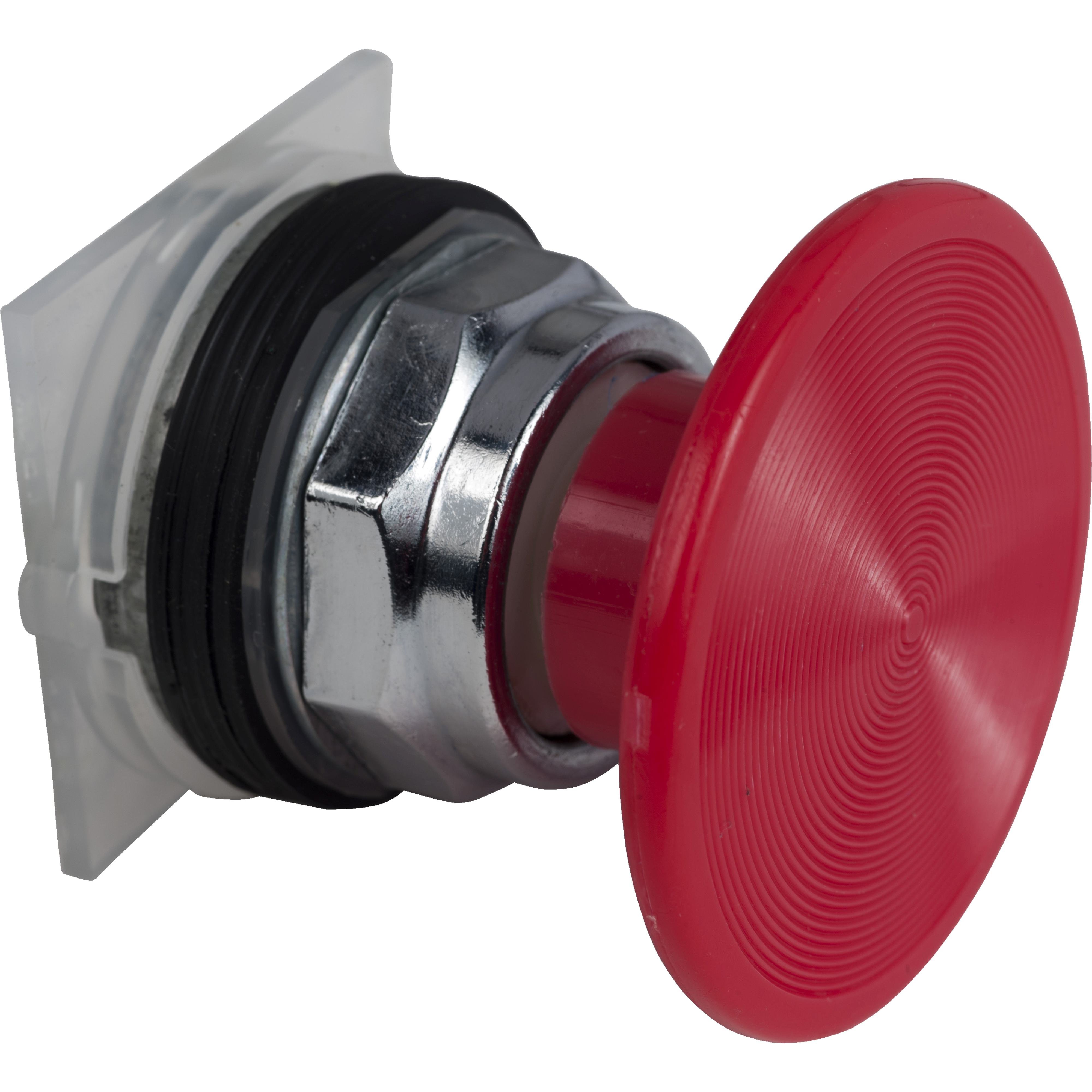 9001KR25R - Head for spring return push button, Harmony 9001K, metal, mushroom 57mm, red, 30mm