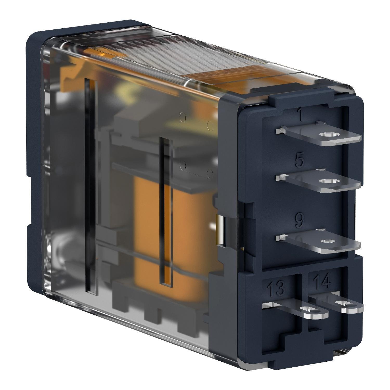 Picture of RPM12JD - plug-in relay, Harmony electromechanical relays, 15A, 1CO, with LED, lockable test button, 12V DC