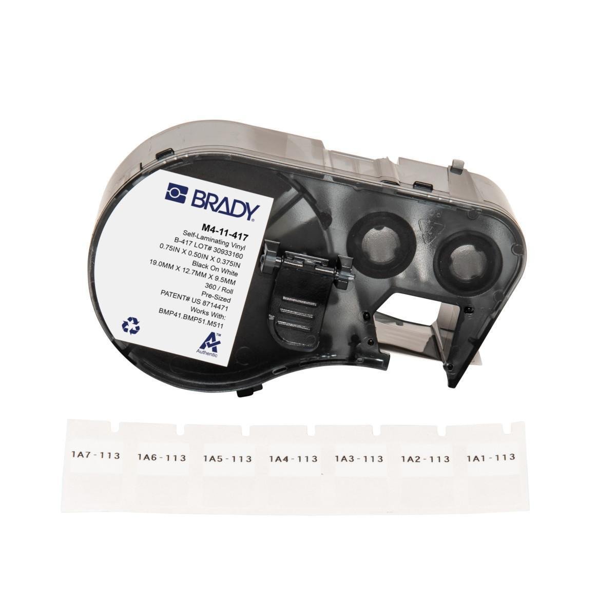 M4-11-427 - Self-Laminating Vinyl Wrap Around Labels with Ribbon for M4 M5 Printers - 0.75" x 0.5", White