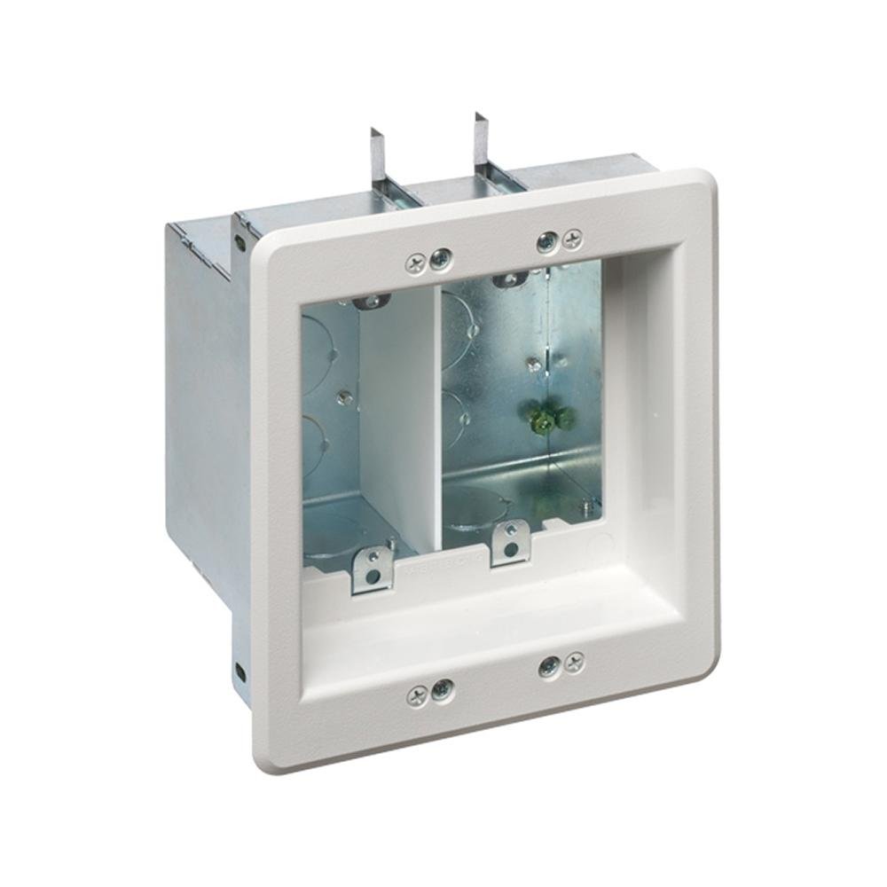 TVBS505 - Recessed Steel TV BOX. For new or existing construction. Comes with low voltage divider. Color White.