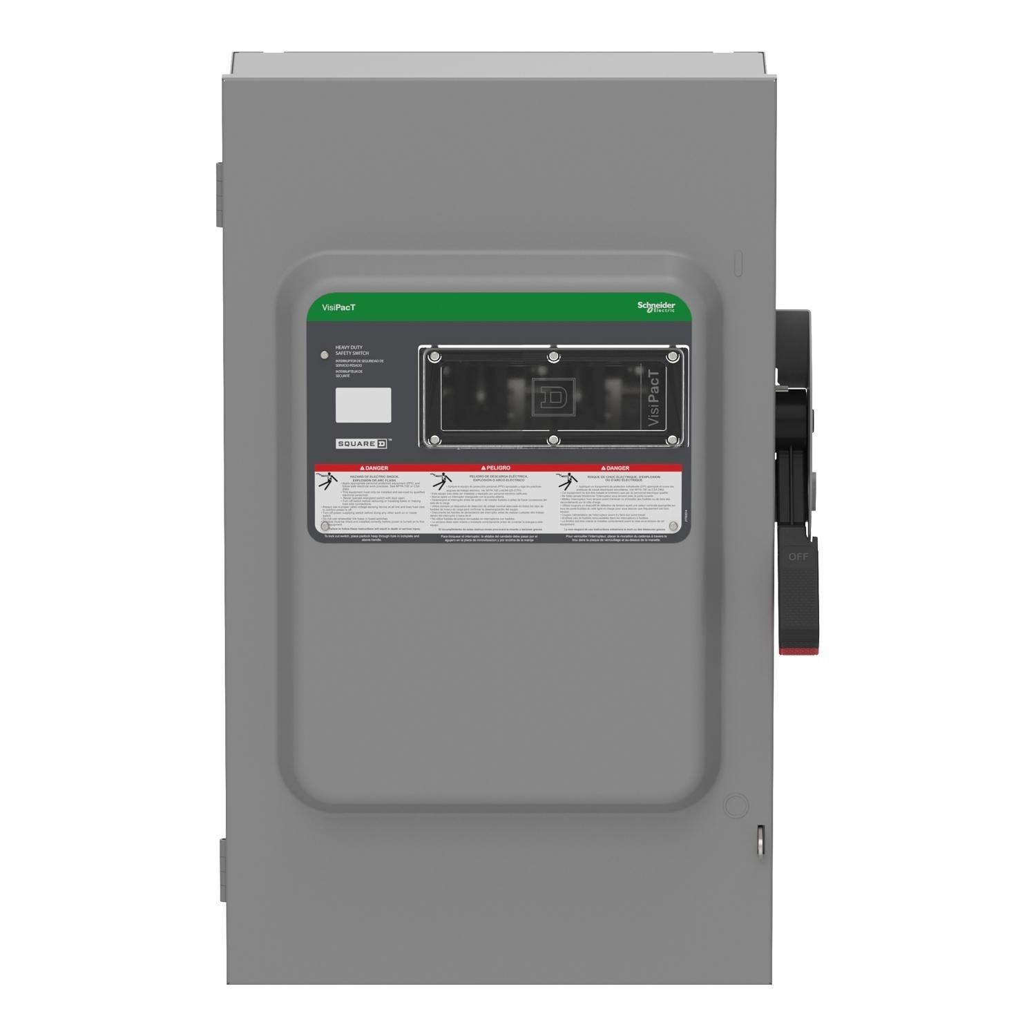 VHU364N - Safety switch, VisiPacT, heavy duty, unfused, viewing window, NEMA 1, 600V, 200A, 3 pole, neutral installed