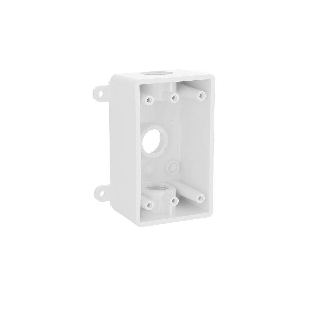 Picture of PSB37550WH - 1-Gang Weatherproof Box, Three 1/2 in or 3/4 in Threaded Outlets, White