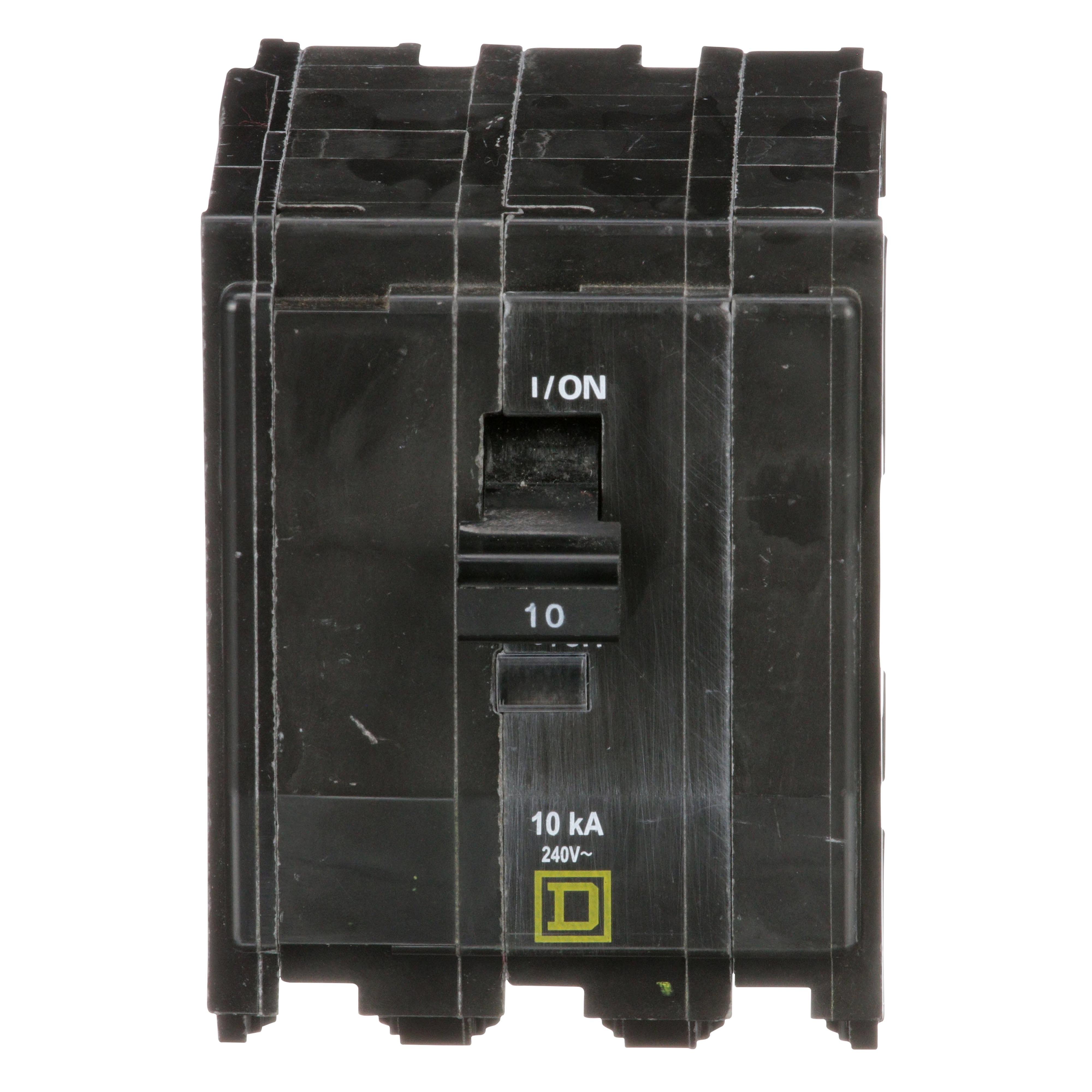 Picture of QO310 - Mini circuit breaker, QO, 10A, 3 pole, 120/240VAC, 10kA, plug in
