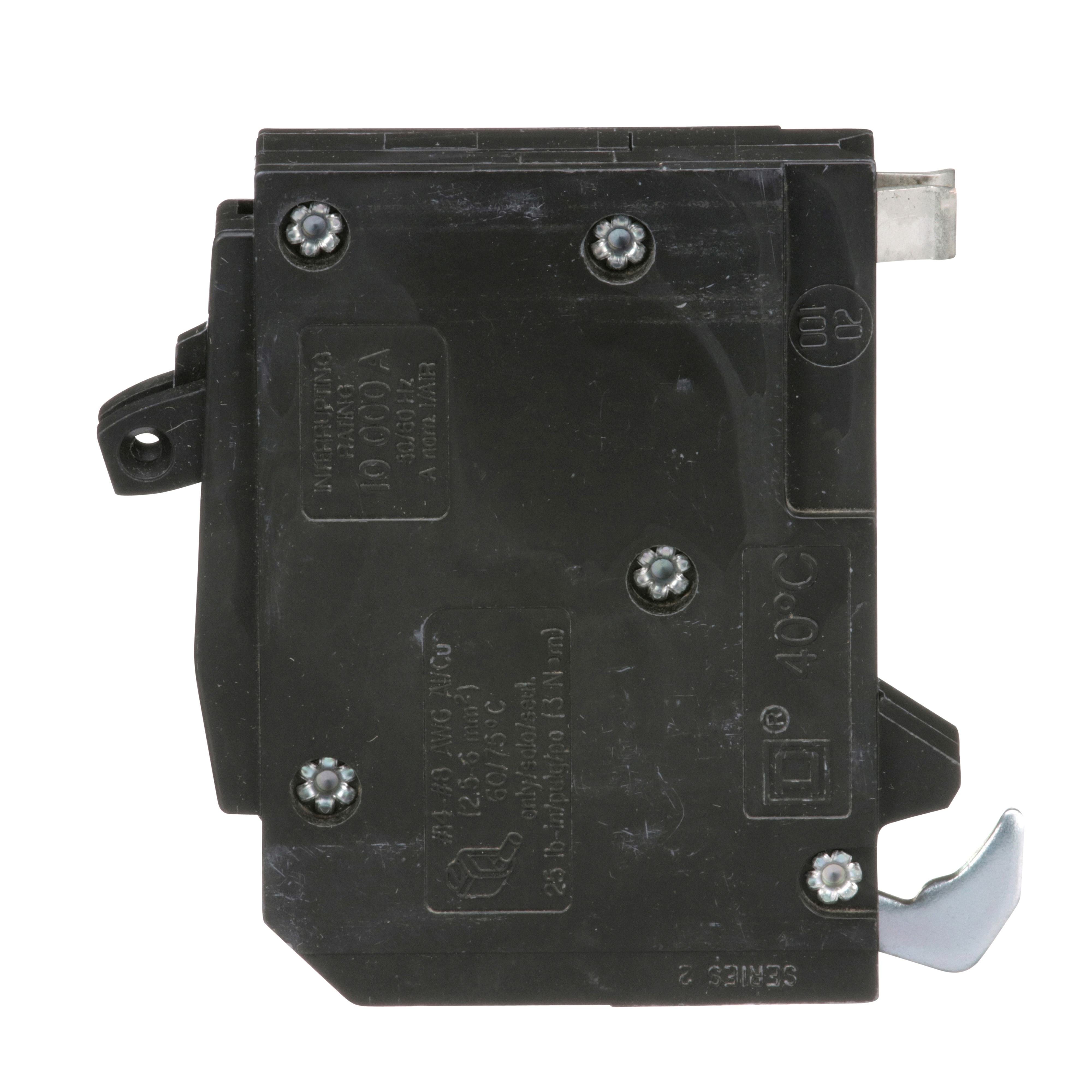 Picture of QOT1515 - Tandem mini circuit breaker, QO, 2 x 1 pole at 15A, 120/240VAC, 10kA, plug in
