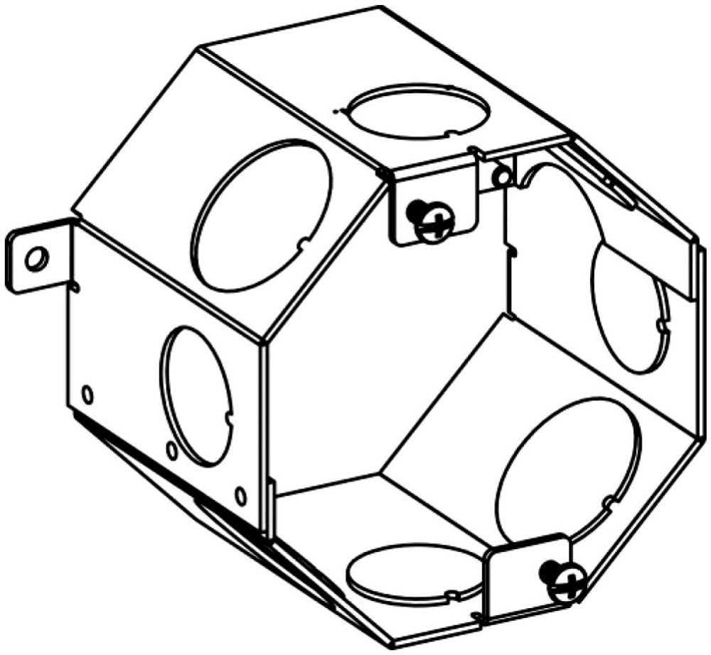 35CB-75/100 - 3-1/2" DEEP, 4" OCTAGONAL CONCRETE BOX WITH 3/4" & 1" KO