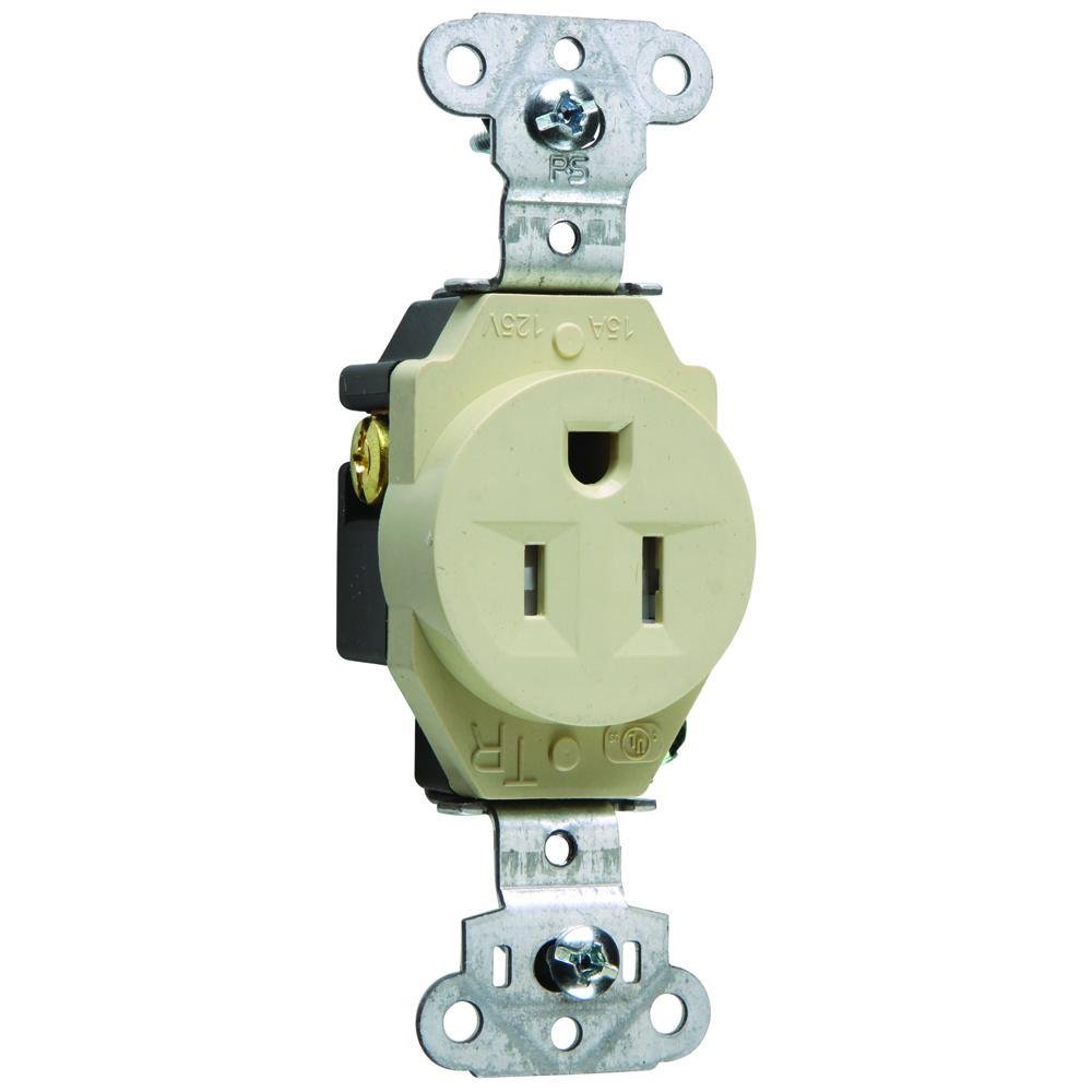TR5251I - 15A 125V Construction Spec-Grade Tamper-Resistant Single Receptacle, Back and Side Wire, Ivory