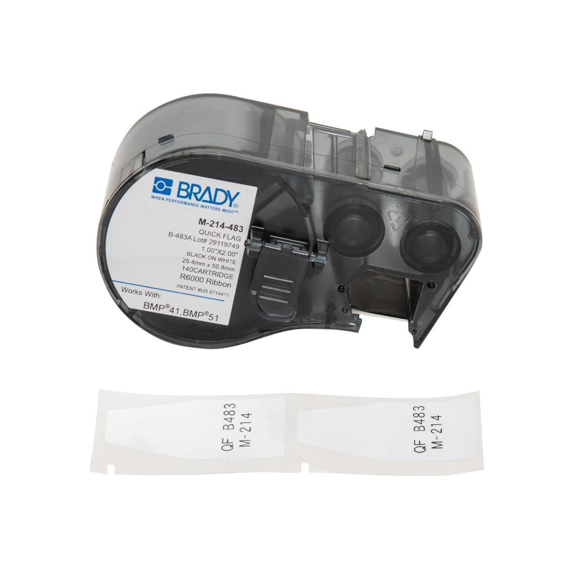 Picture of BRADY M-214-483, 2" x 1" Polyester Flag Labels with Ribbon for M4, M5 Printers