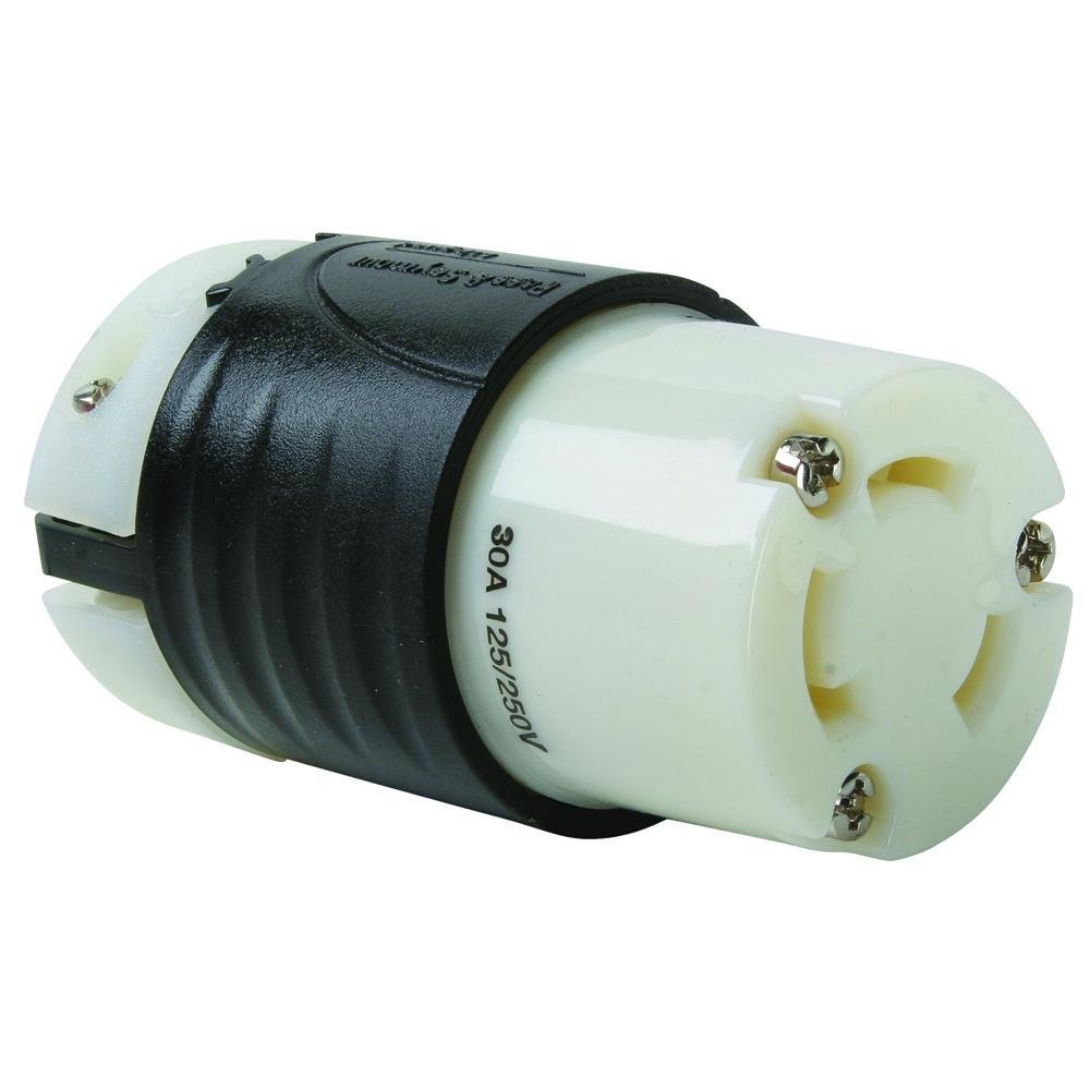 30A NEMA L1030 Connector - Black Back, White Front Body