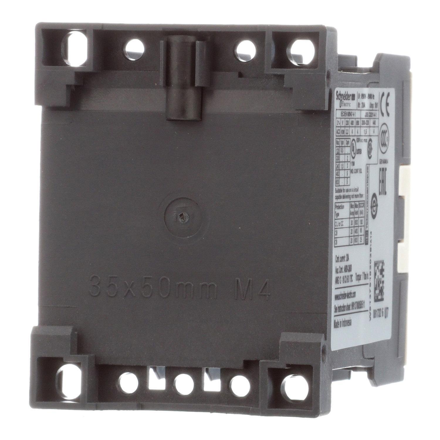 Picture of LC1K0910U7 - Contactor, TeSys K, 3P, AC-3, lt or eq to 440V 9A, 1 NO aux., 230 to 240VAC coil