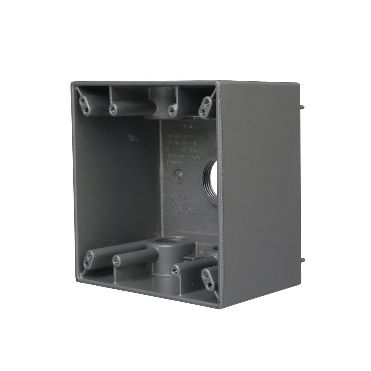 5388-0 - 2-Gang Weatherproof Deep Box, Five 3/4 in. Threaded Outlets, Gray