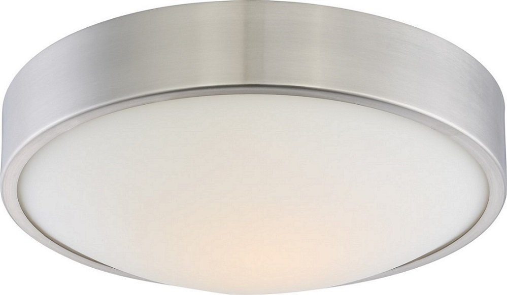 62-775 - Perk - 13'' LED Flush with White Glass - Brushed Nickel Finish