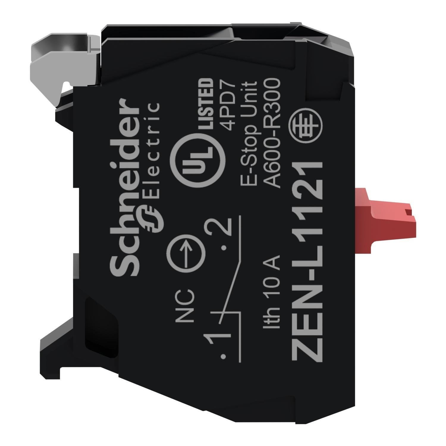 Picture of ZENL1121 - Harmony, 22mm Push Button, contact block, panel mount, 1 NC, screw clamp terminal