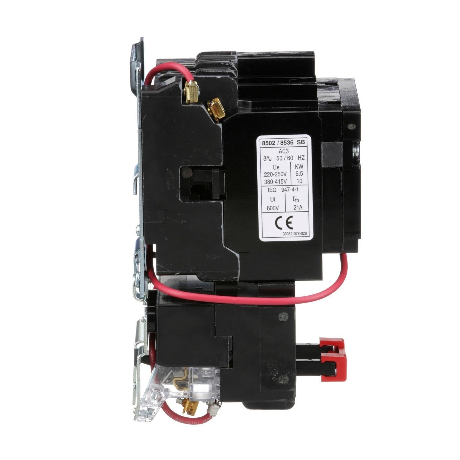 Picture of 8536SBO2V02S - [TAA] NEMA motor starter, Type S, nonreversing, Size 0, 18A, 5HP at 460VAC, 5kA SCCR, 3 phase, 3 pole, melting alloy, 120VAC coil, open
