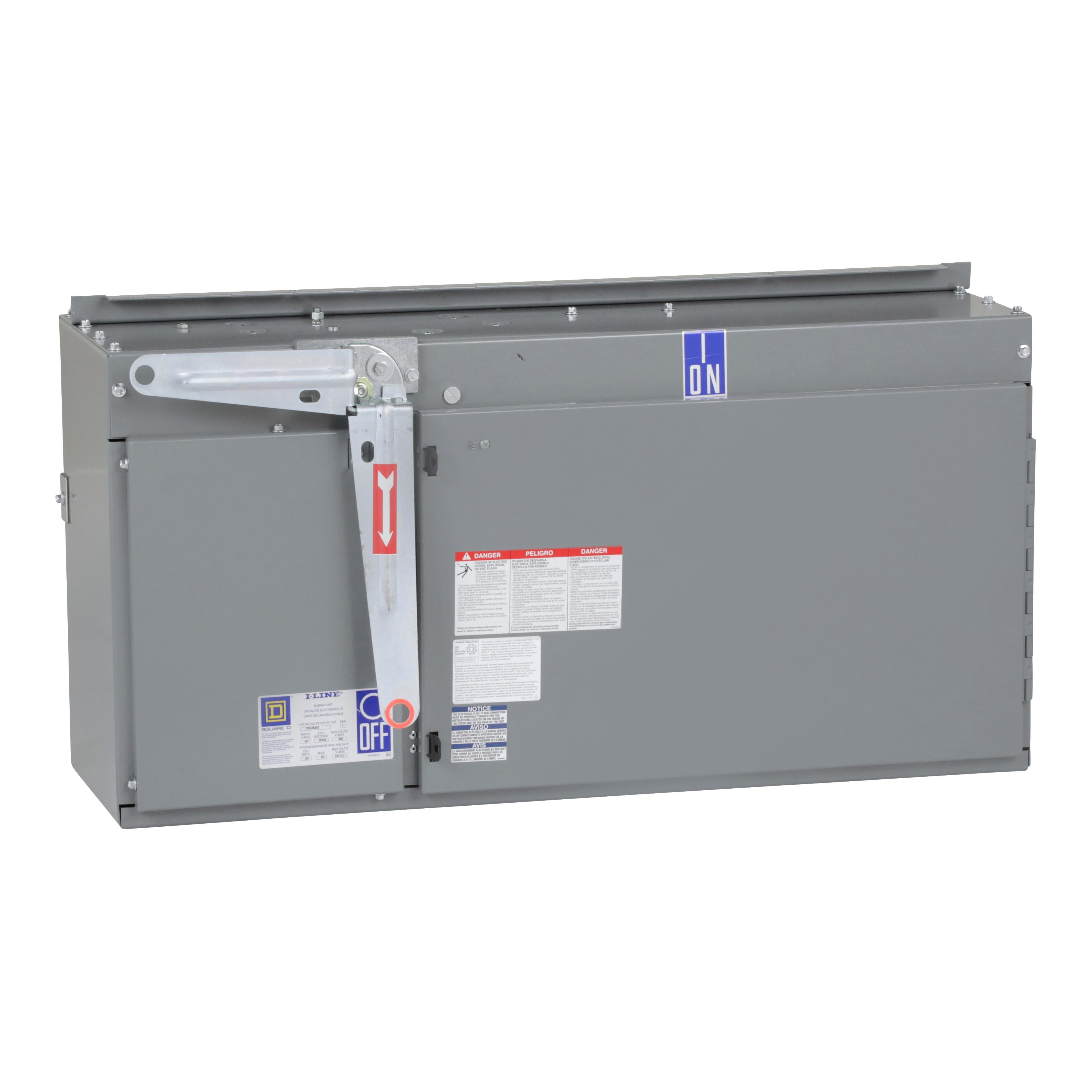 Picture of PBQ3640G - Plug-in unit, I-Line Busway, fusible, 400A, 600VAC max, 3 pole, 3 fuse + G, plug in connection