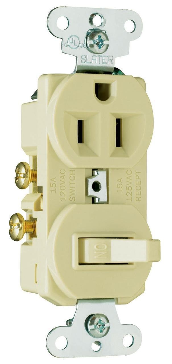 691-I - 15A 120V/125V Combination Single-Pole Toggle Switch and Single Receptacle, Ivory