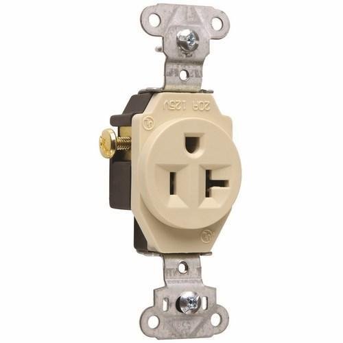 5351-I - 20A 125V Heavy Duty Spec-Grade Single Receptacle, Side Wire, Ivory