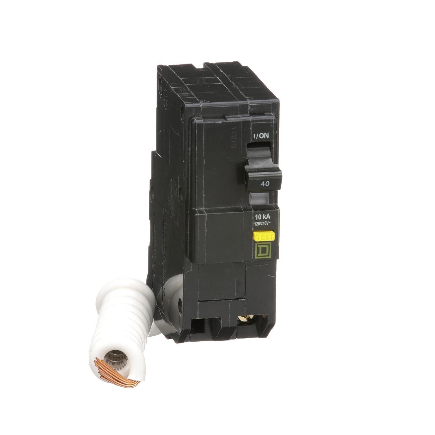 Picture of QO240GFI - [TAA] Mini circuit breaker, QO, 40A, 2 pole, 120/240VAC, 10kA, plug in, 6mA grd fault A, pigtail