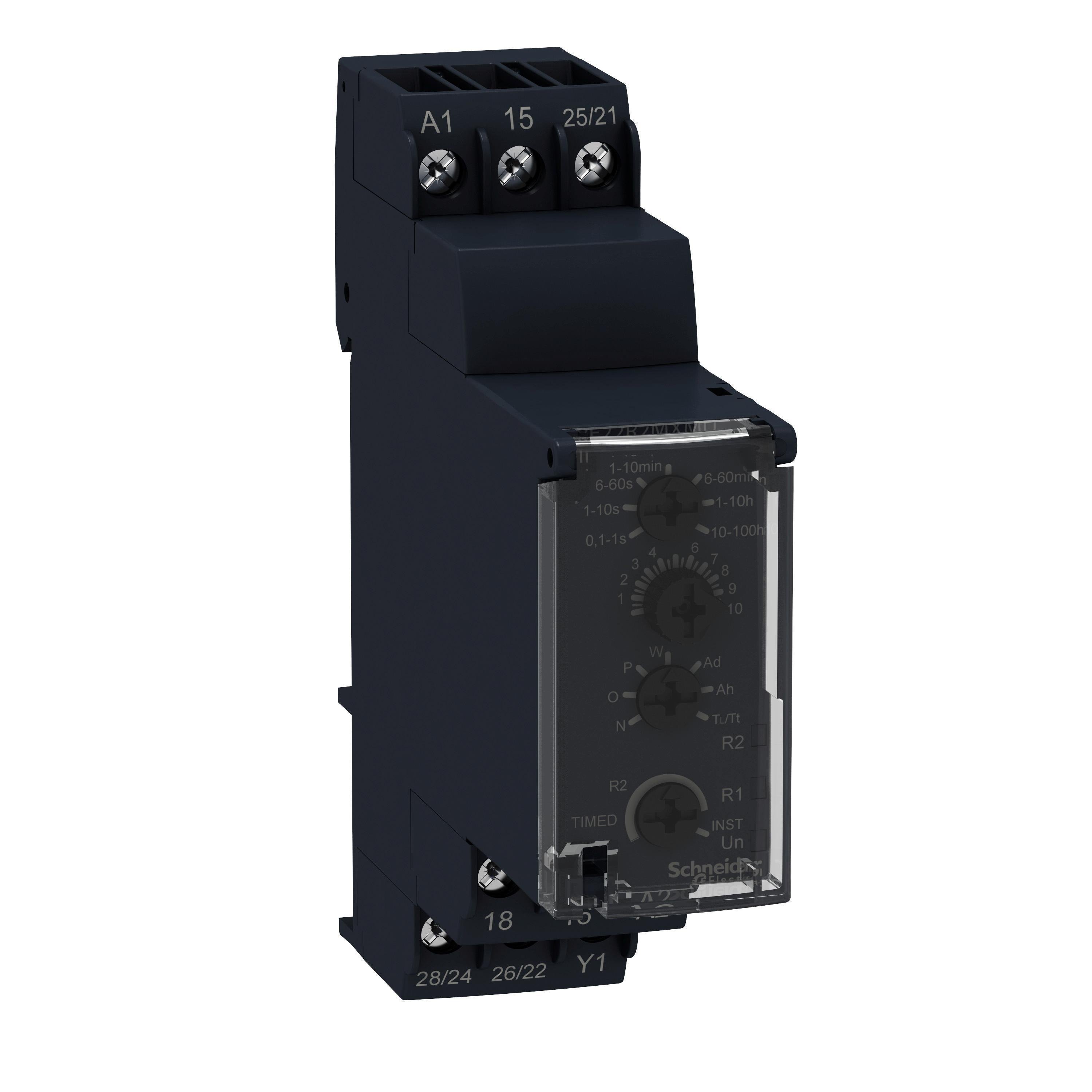 Picture of RE22R2MMU - multifunction relay, Harmony Timer Relays, 8A, 2CO, 0.1sâ€¦100h, 24V DC or 24...240V AC DC
