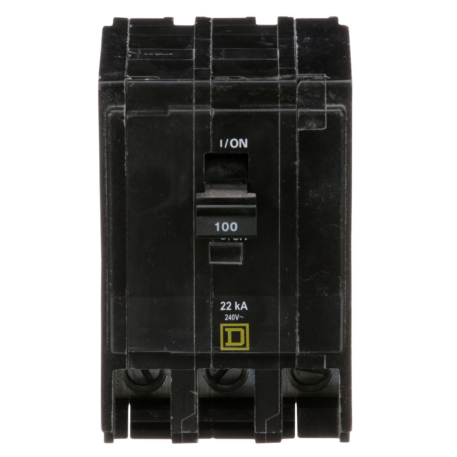 Picture of QO3100VH - Mini circuit breaker, QO, 100A, 3 pole, 120/240VAC, 22kA, plug in