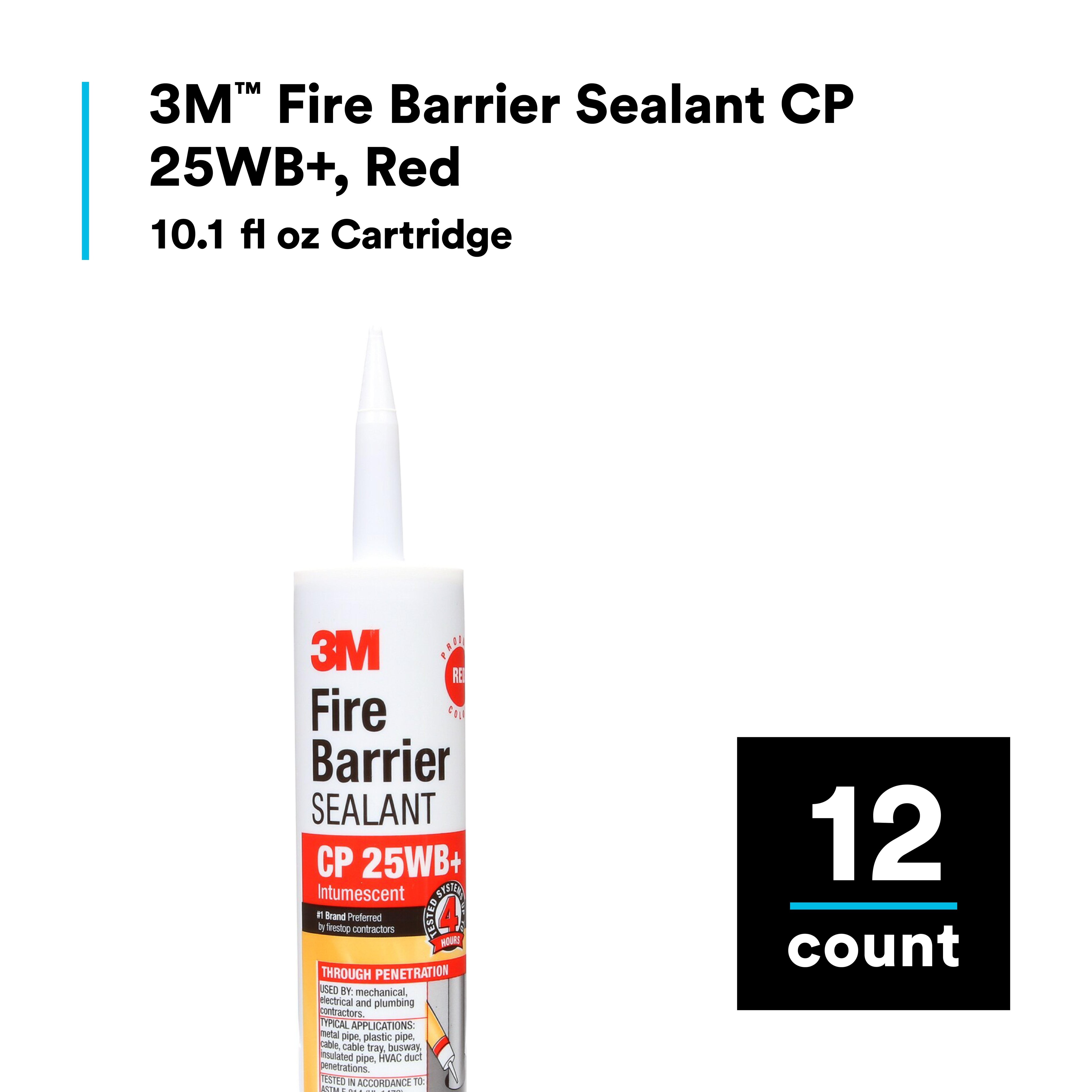 Picture of 7010353050 - 3M™ Fire Barrier Sealant CP 25WB+, Red, 10.1 fl oz Cartridge, 12/case, Restricted