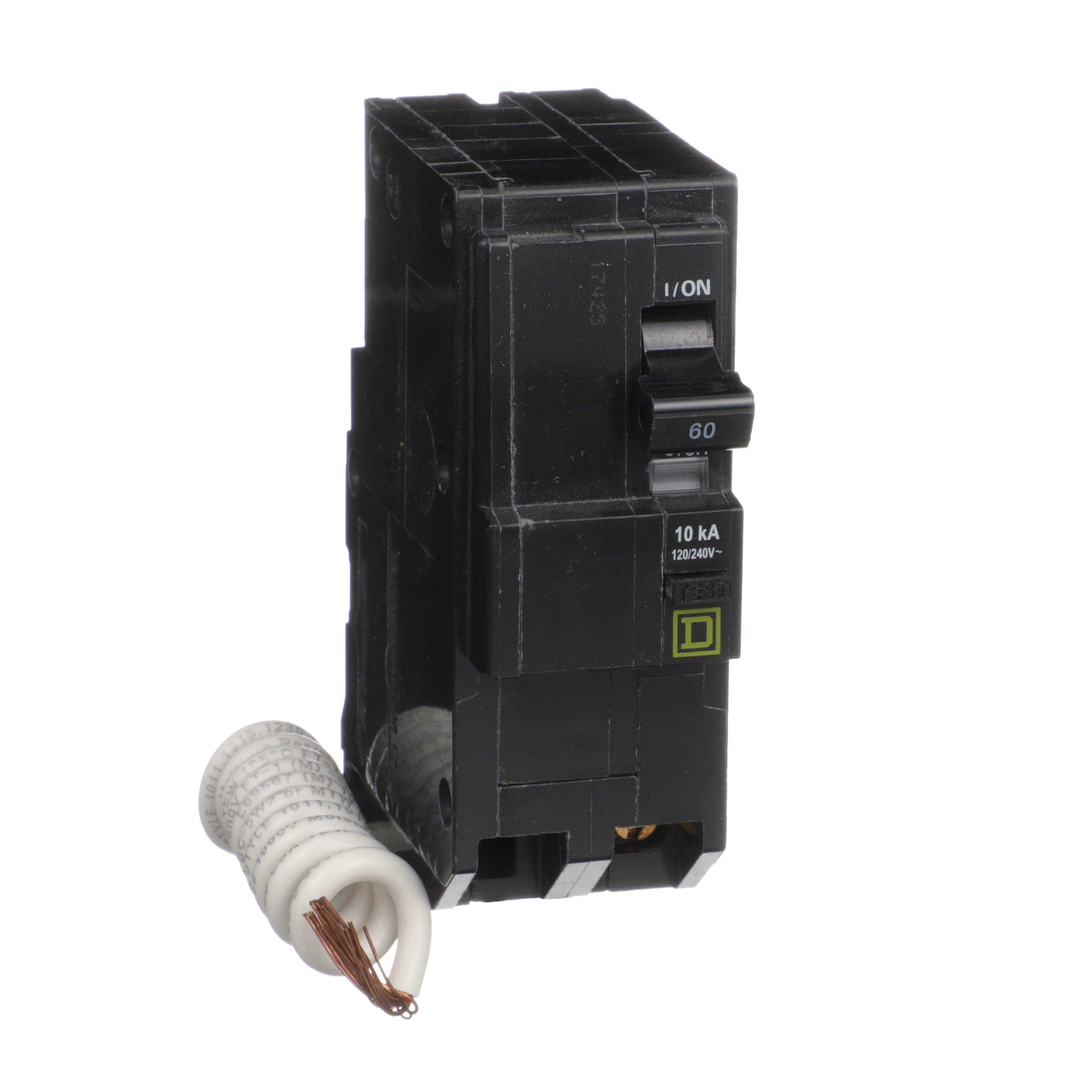 QO260EPD - Mini circuit breaker, QO, 60A, 2 pole, 120/240VAC, 10kA, plug in, 30mA grd fault B [TAA]