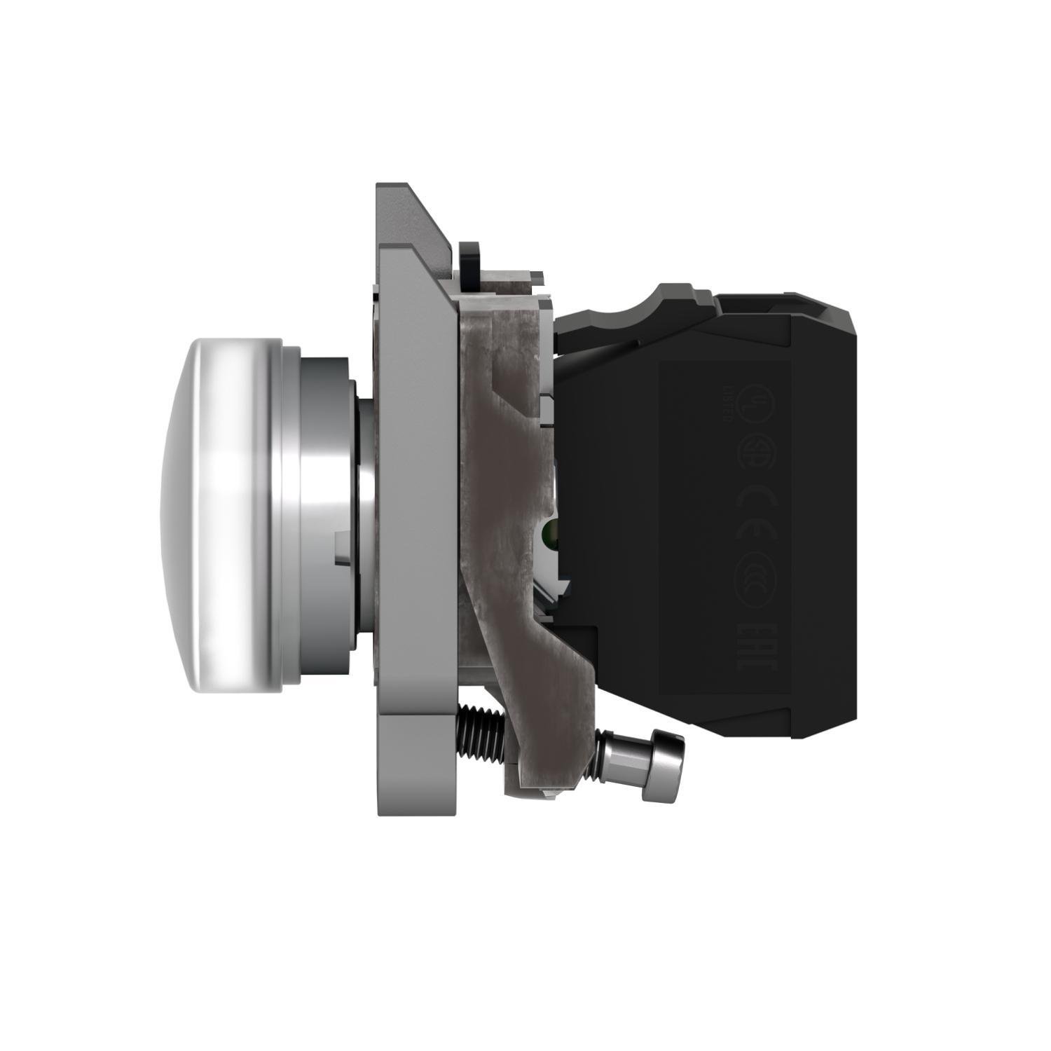 Picture of XB4BVB1 - Pilot light, Harmony XB4,metal, white, 22mm, universal LED, plain lens, 24V AC DC