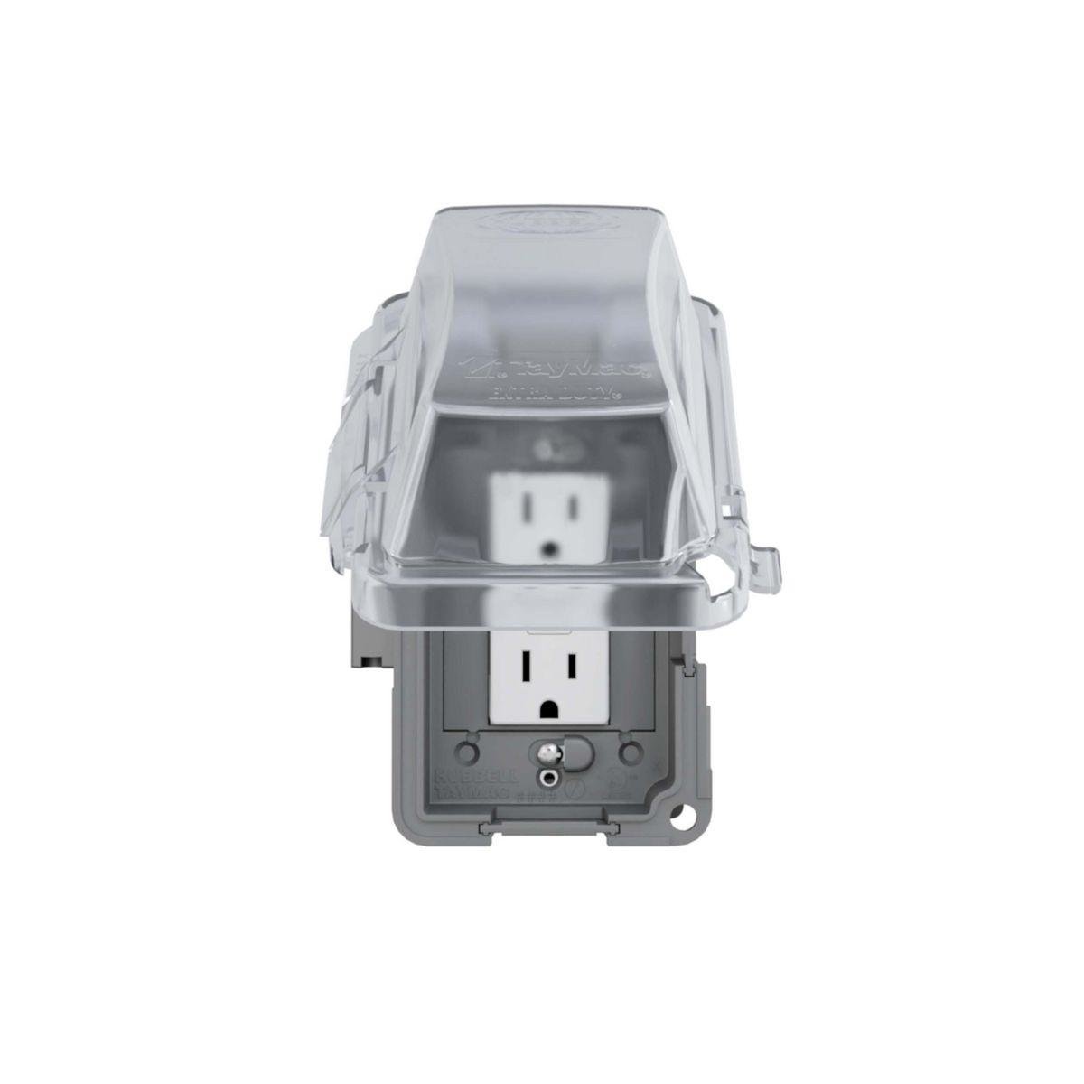 MKG420CS - 1-Gang, Complete In-Use Cover Kit - EXTRA DUTY® Hubbell WRTR 15 AMP Self Test GFCI, Standard In-Use Cover, Box