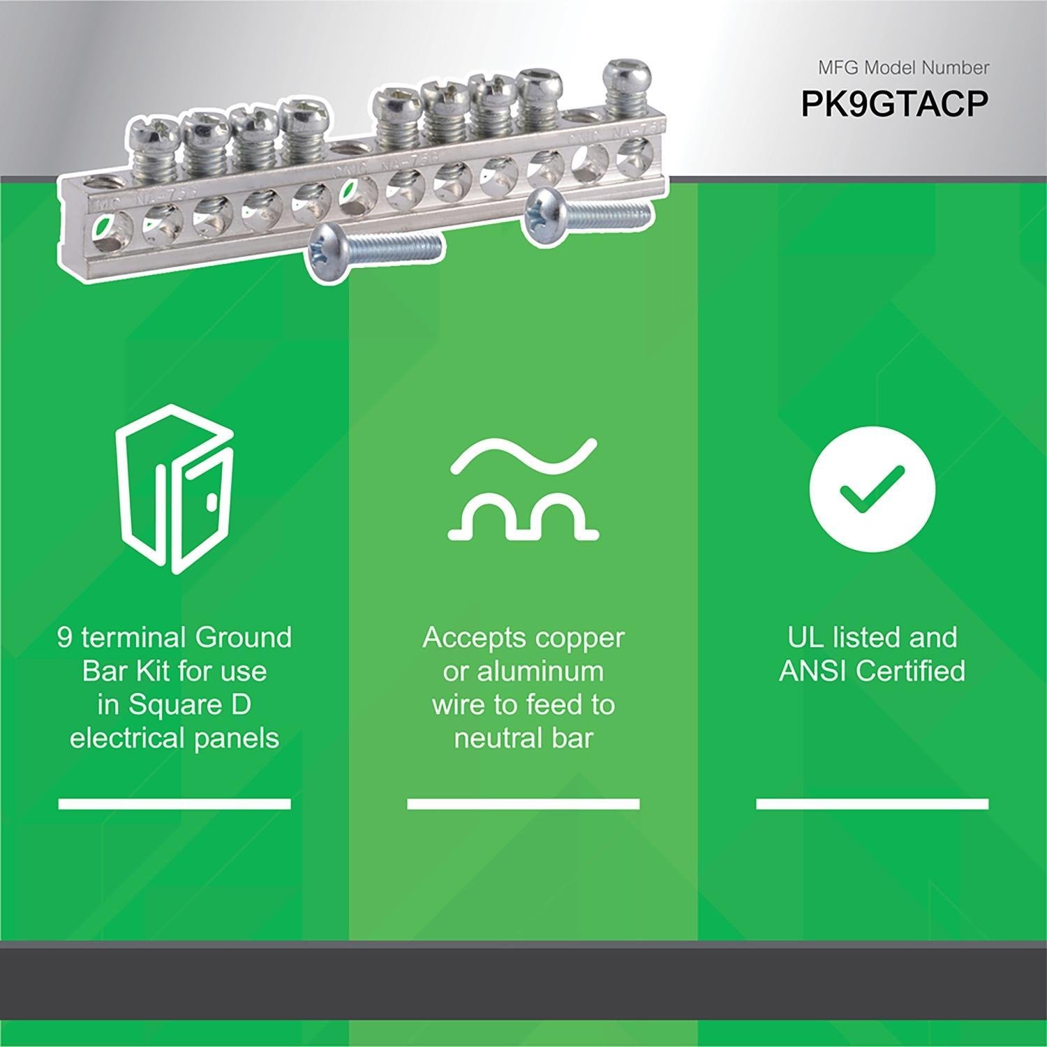 Picture of PK9GTABP - Load center accessory, QO, 9 terminal bar, 100 pieces, bulk pack