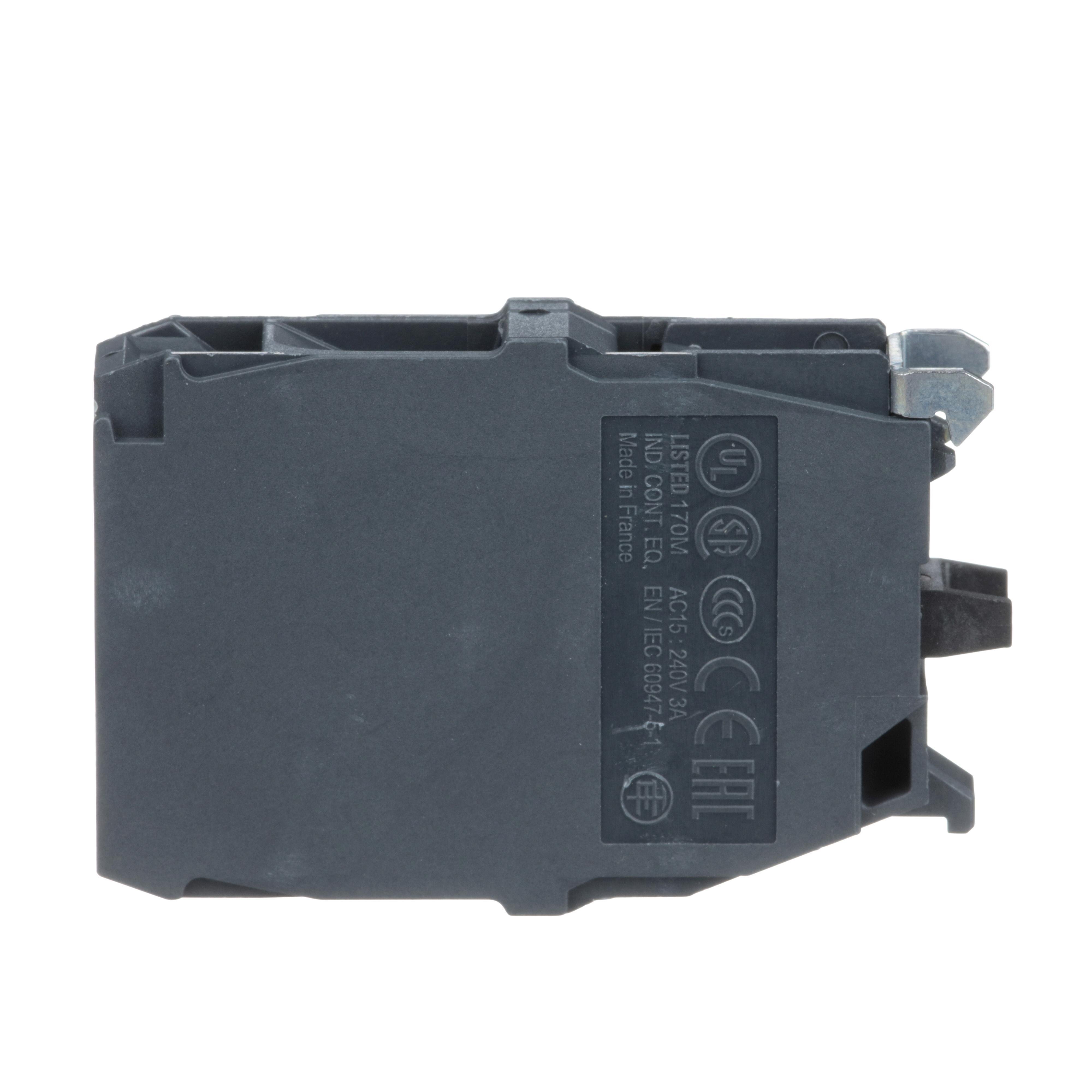 Picture of ZBE205 - Harmony, 22mm Push Button, add on contact block, 1 NO and 1 NC, screw clamp terminal