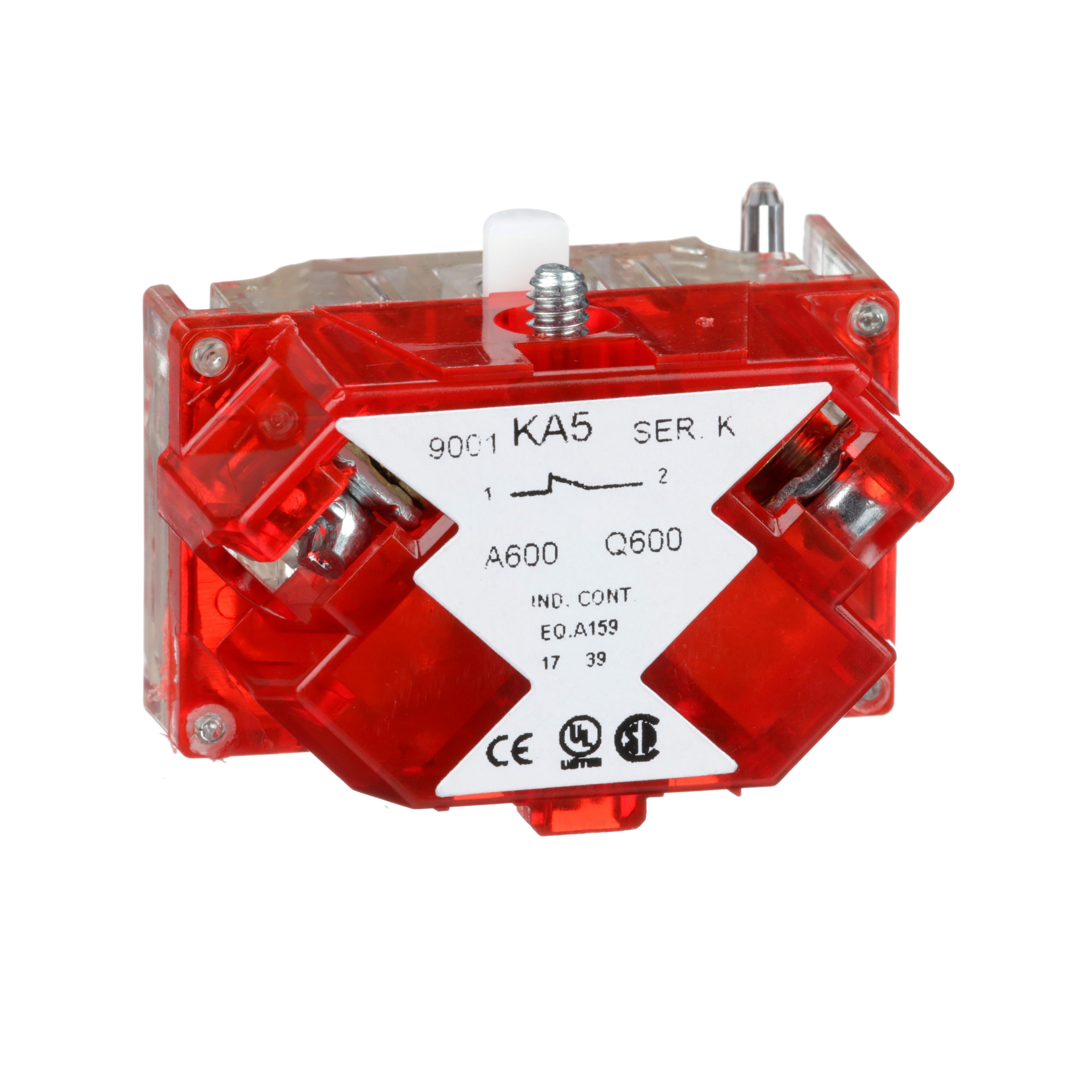 Picture of 9001KA5 - 30mm Push Button, Types K, SK or KX, contact block, 1 NC late opening