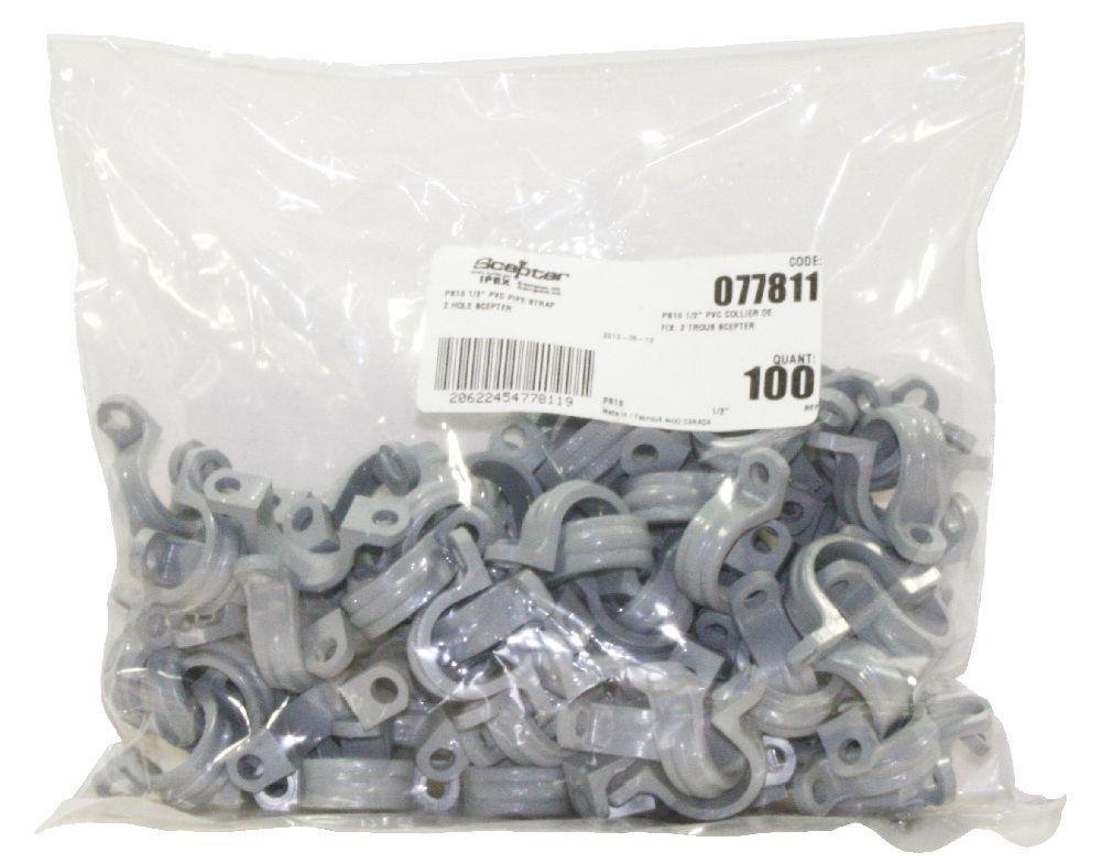 PVC0502HCLIP - PS10 1/2" PVC PIPE STRAP 2 HOLE SCEPTER