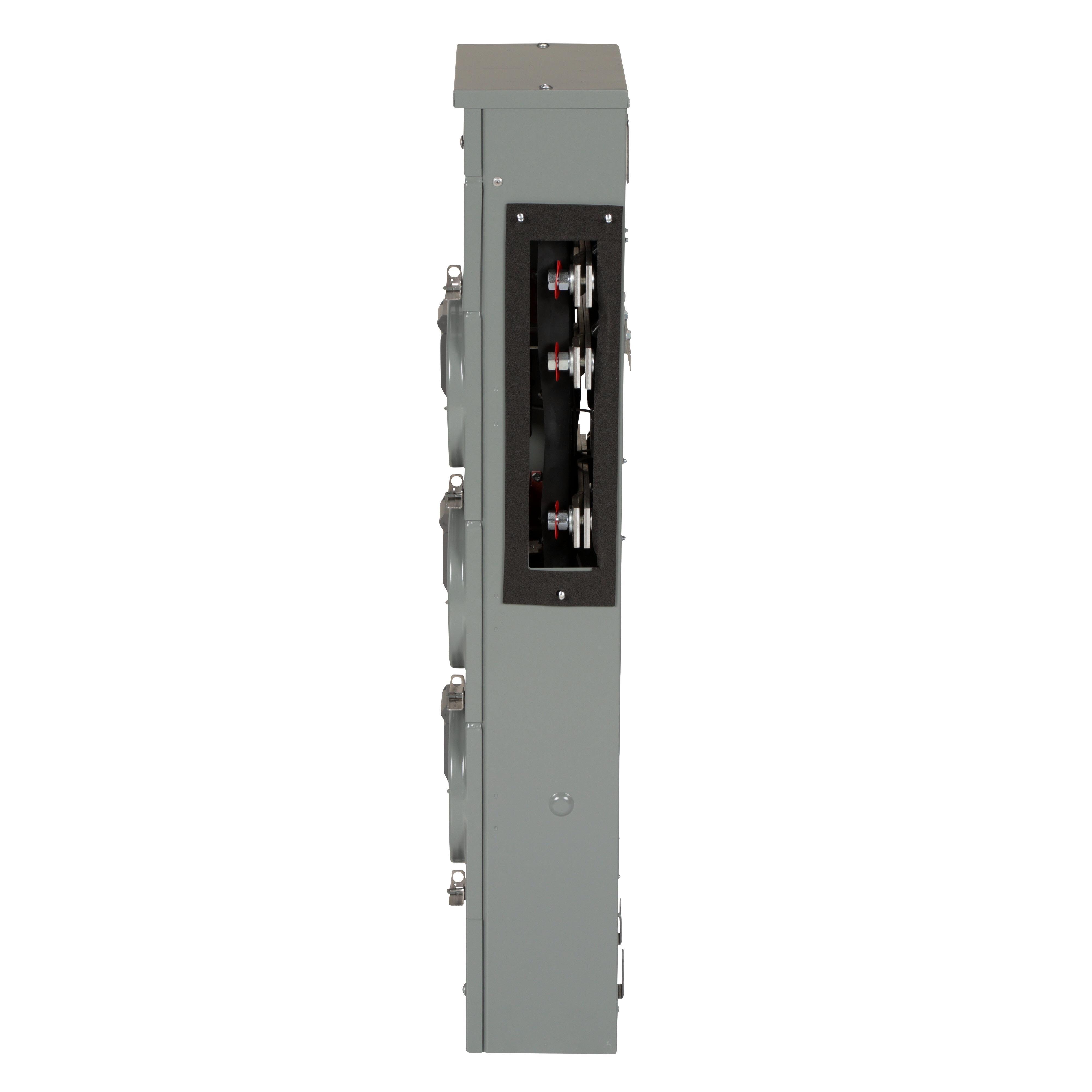 Picture of EZMR113125 - Branch unit, EZ Meter-Pak, 125A, 3 x 5 jaw sockets, 120/240VAC, no bypass, ringless, 800A Al busbar