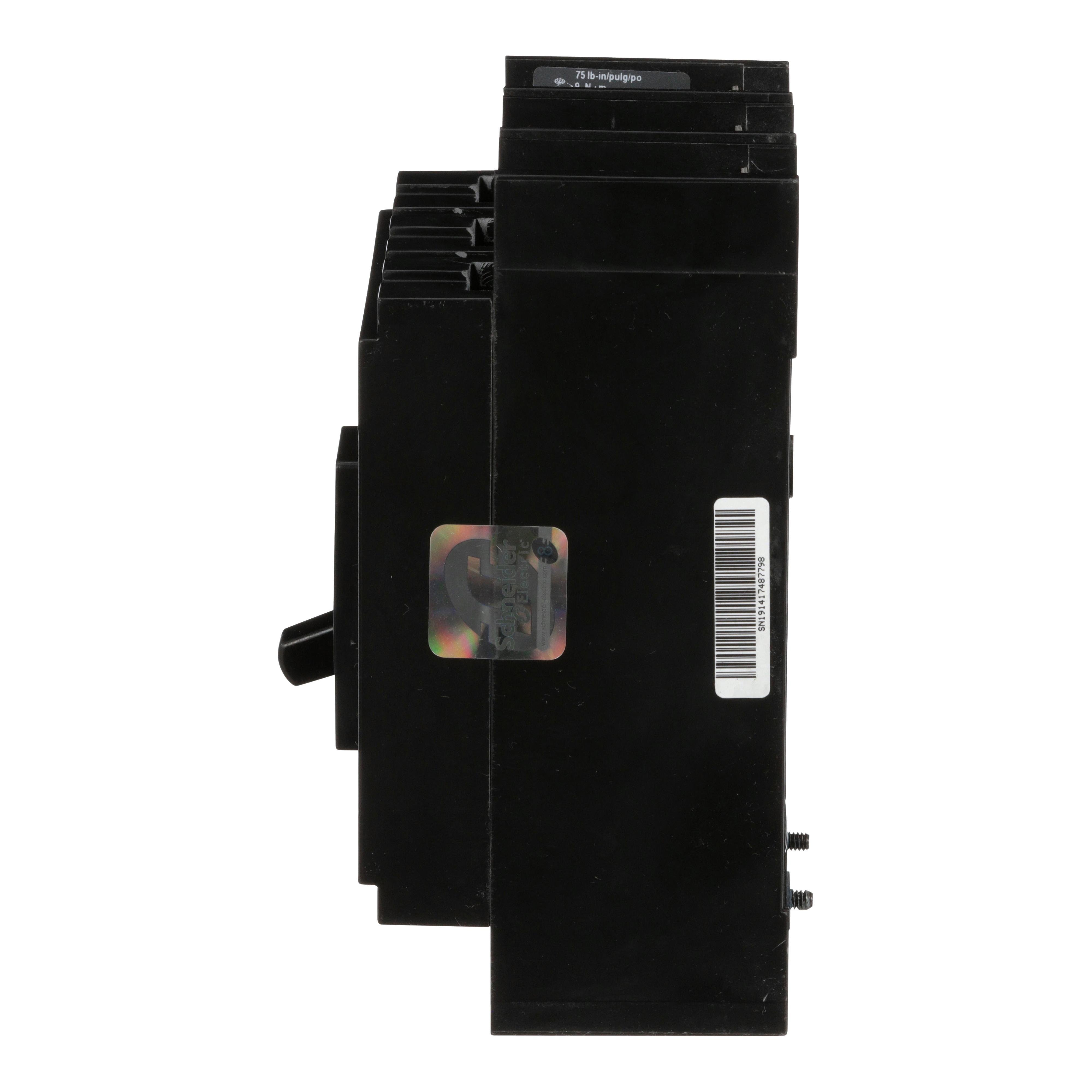 Picture of QDP32225TM - Circuit breaker, PowerPacT Q, 225A, 3 pole, 240VAC, 25kA, lugs, thermal magnetic, 80%, bottom of panel