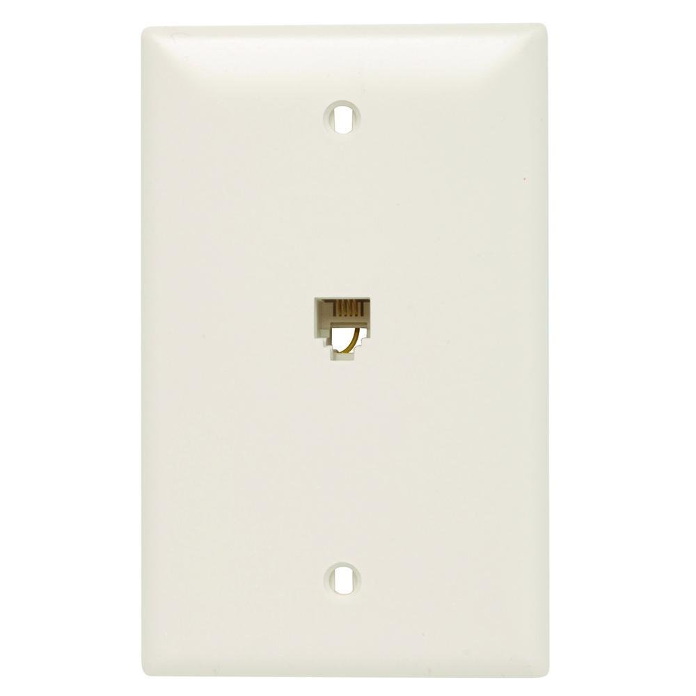 TPTE1-LA - 1-Gang Pre-configured Wall Plate with One RJ11 Telephone Jack, Light Almond
