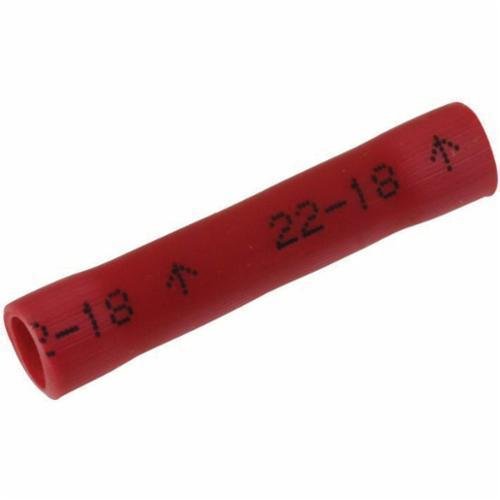 Picture of BSV-18Q - 3M™ Highland™ BSV18Q Vinyl-Insulated Butted-Seam Standard ButtConnector, 22 to 18 AWG, Red, 25/Bag