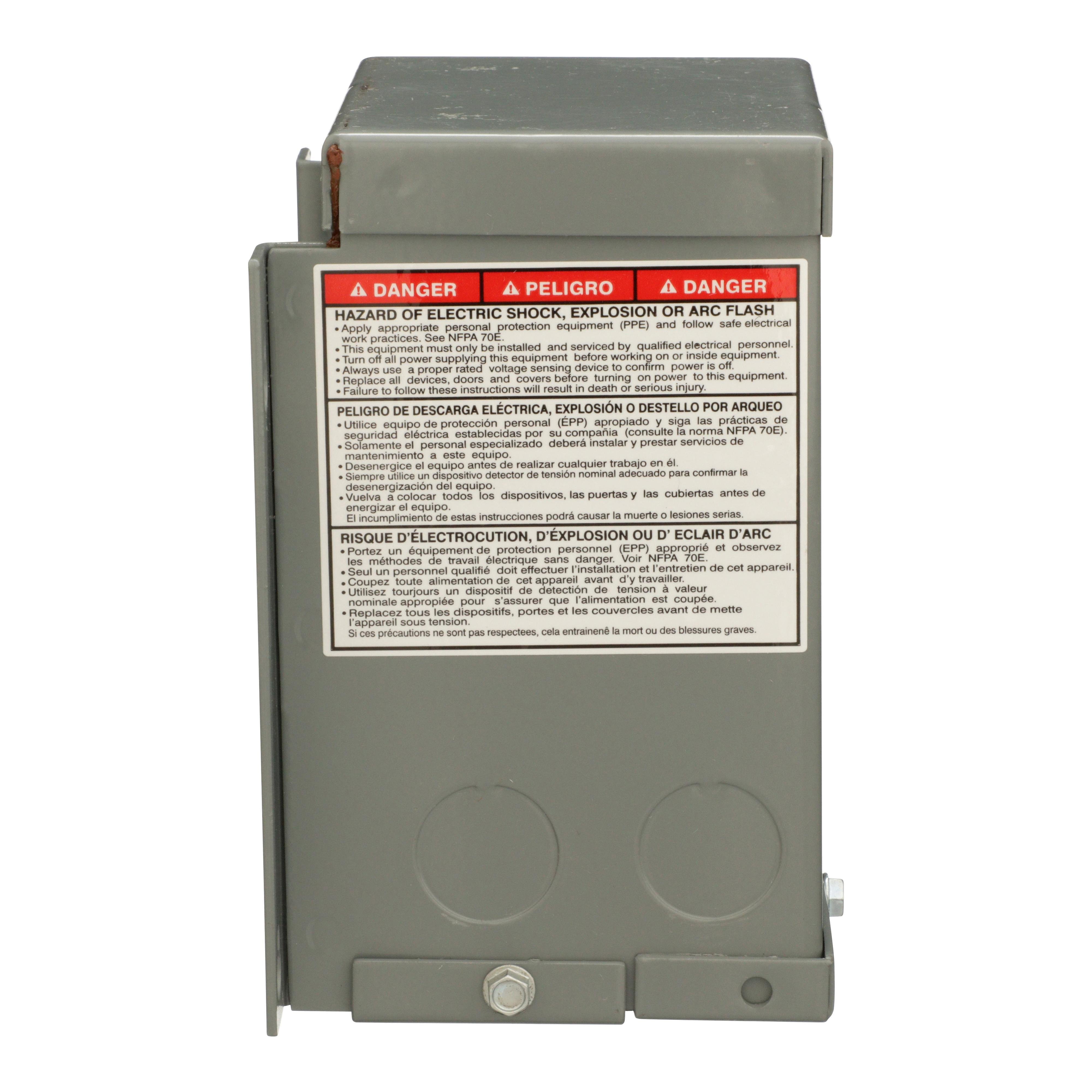 Picture of 100SV43A - Transformer, buck boost, encapsulated, 0.1kVA, 1 phase, 120x240V primary, 12/24V secondary, NEMA 3R, 55C rise