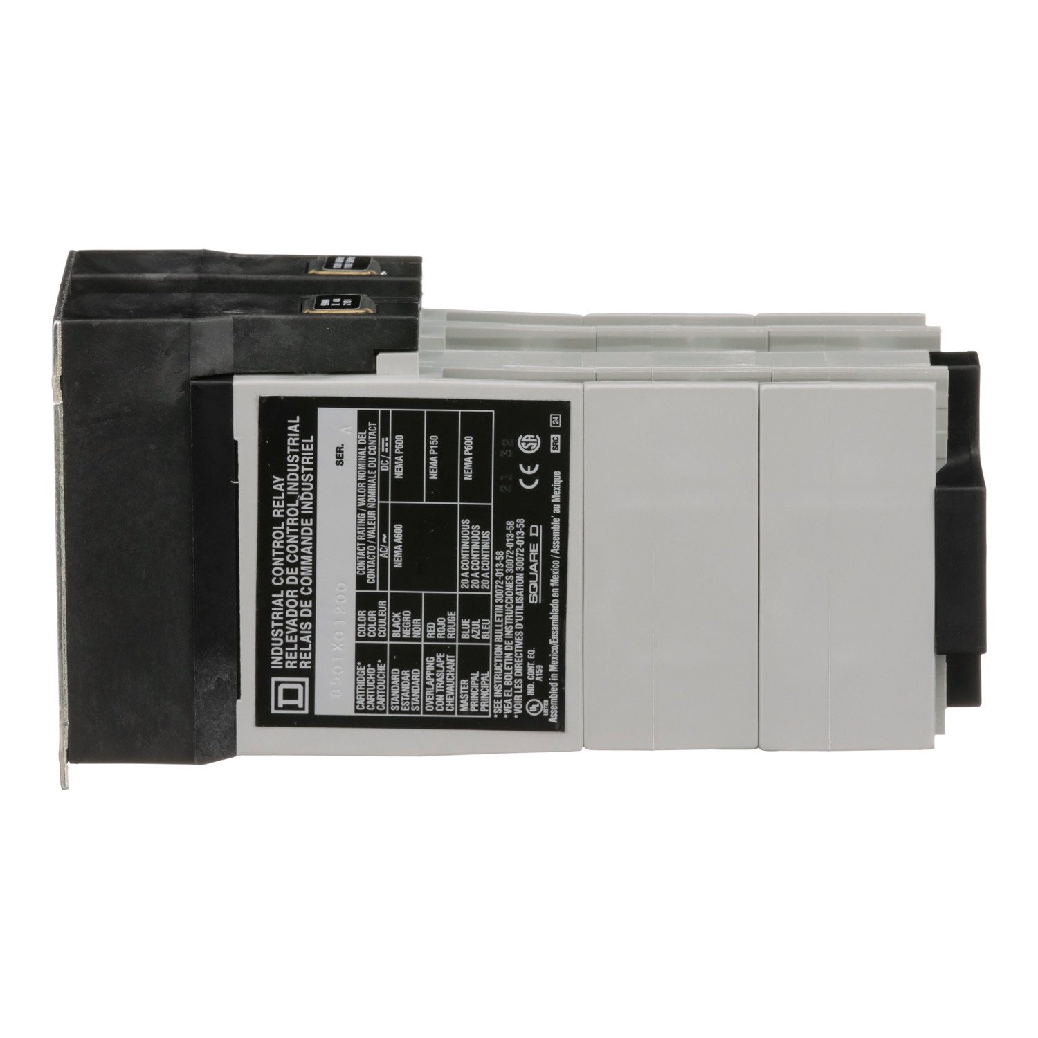 Picture of 8501XO1200V02 - Relay, Harmony 8501X, machine tool, coil, screw clamp terminals, 10A resistive at 600V AC, 110/120V AC 50/60Hz, 12NO